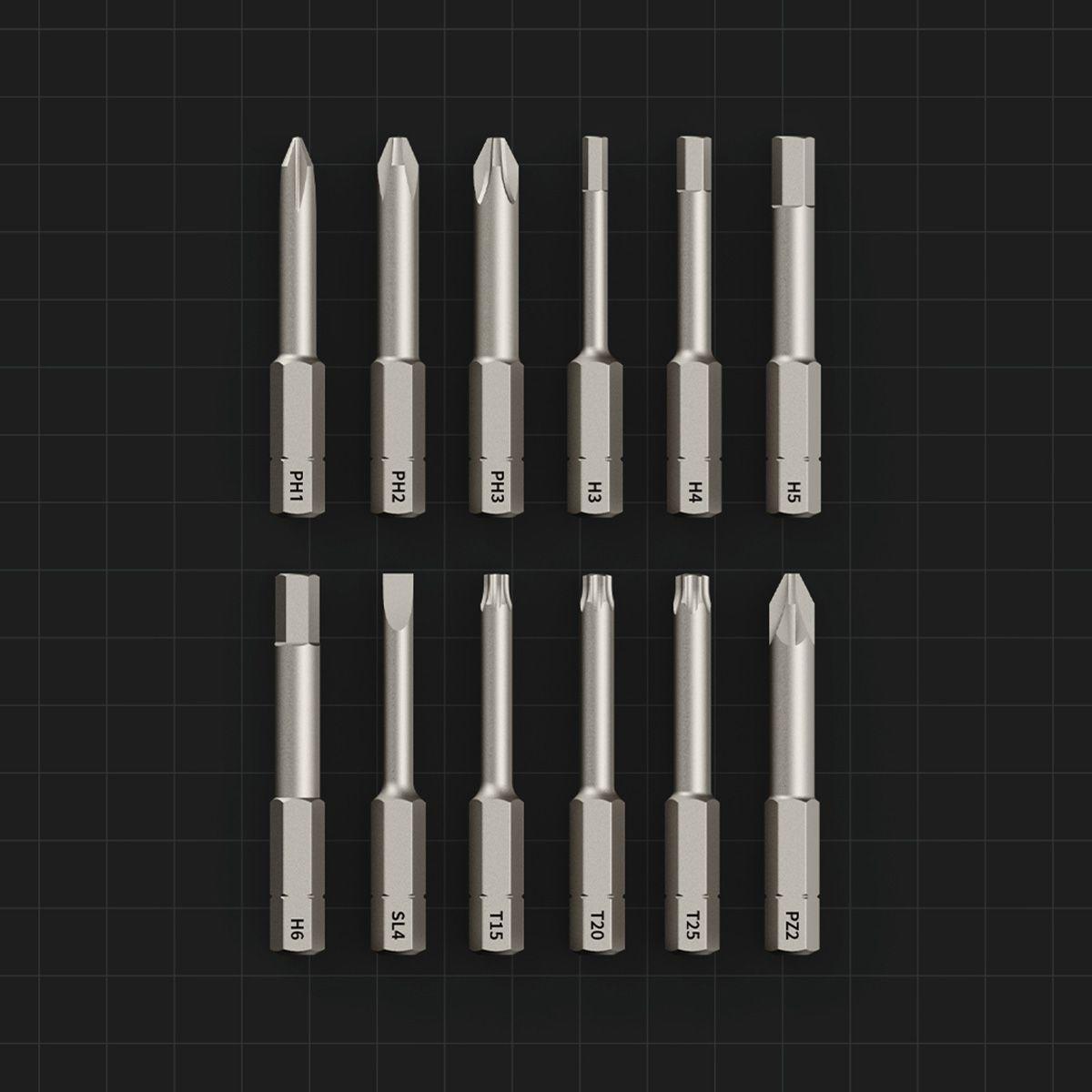 HOTO Kit Destornillador Eléctrico 3.6V 12 Piezas-3