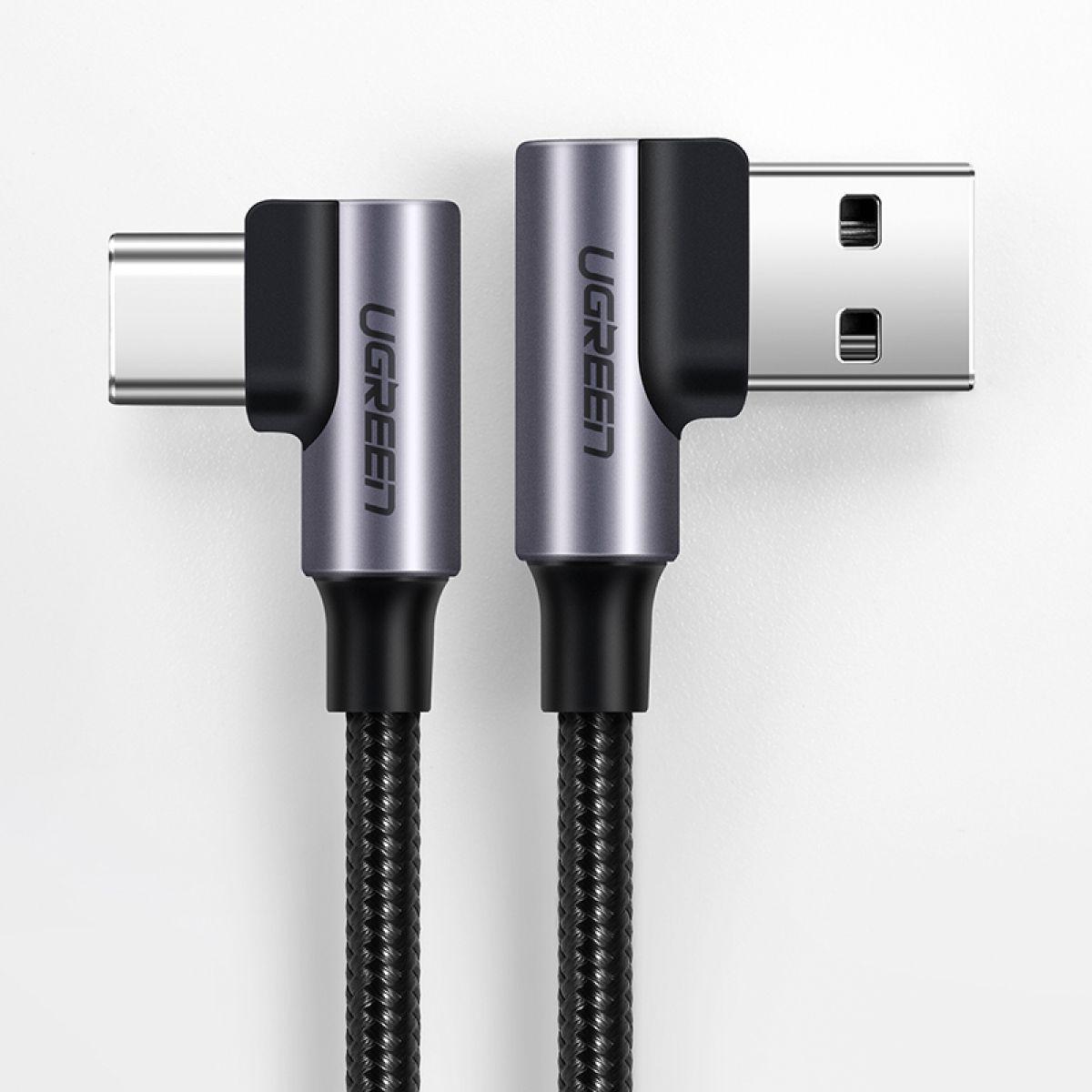 UGREEN Cable USB-C en ángulo a USB 2.0 A trenzado 3m Gris-1