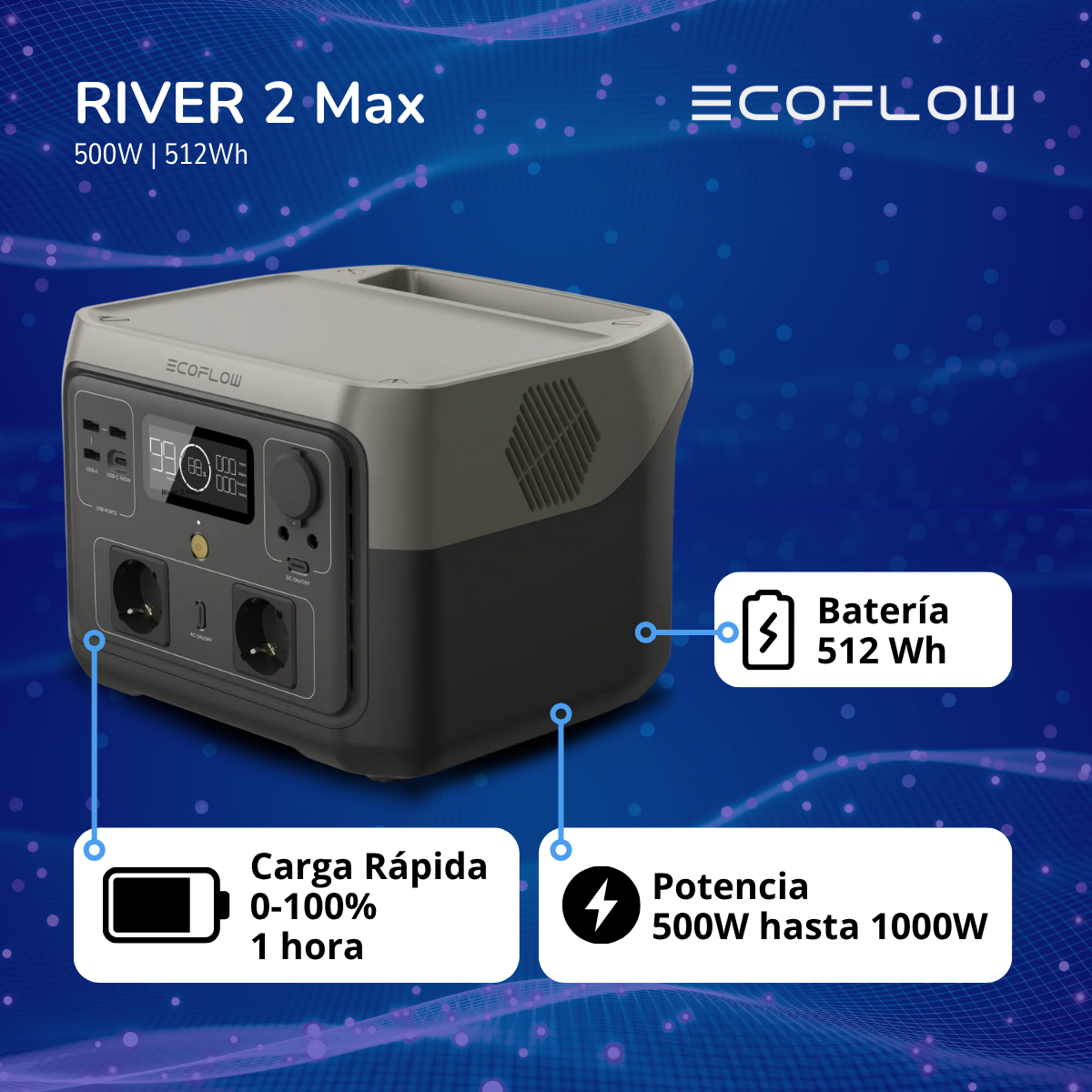 Generador EcoFlow River 2 Max 500W 512Wh-2
