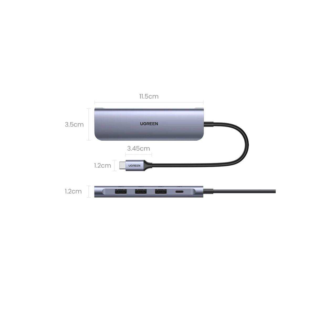 UGREEN Hub USB-C a 3 puerto USB 3.0 A + HDMI + PD-2