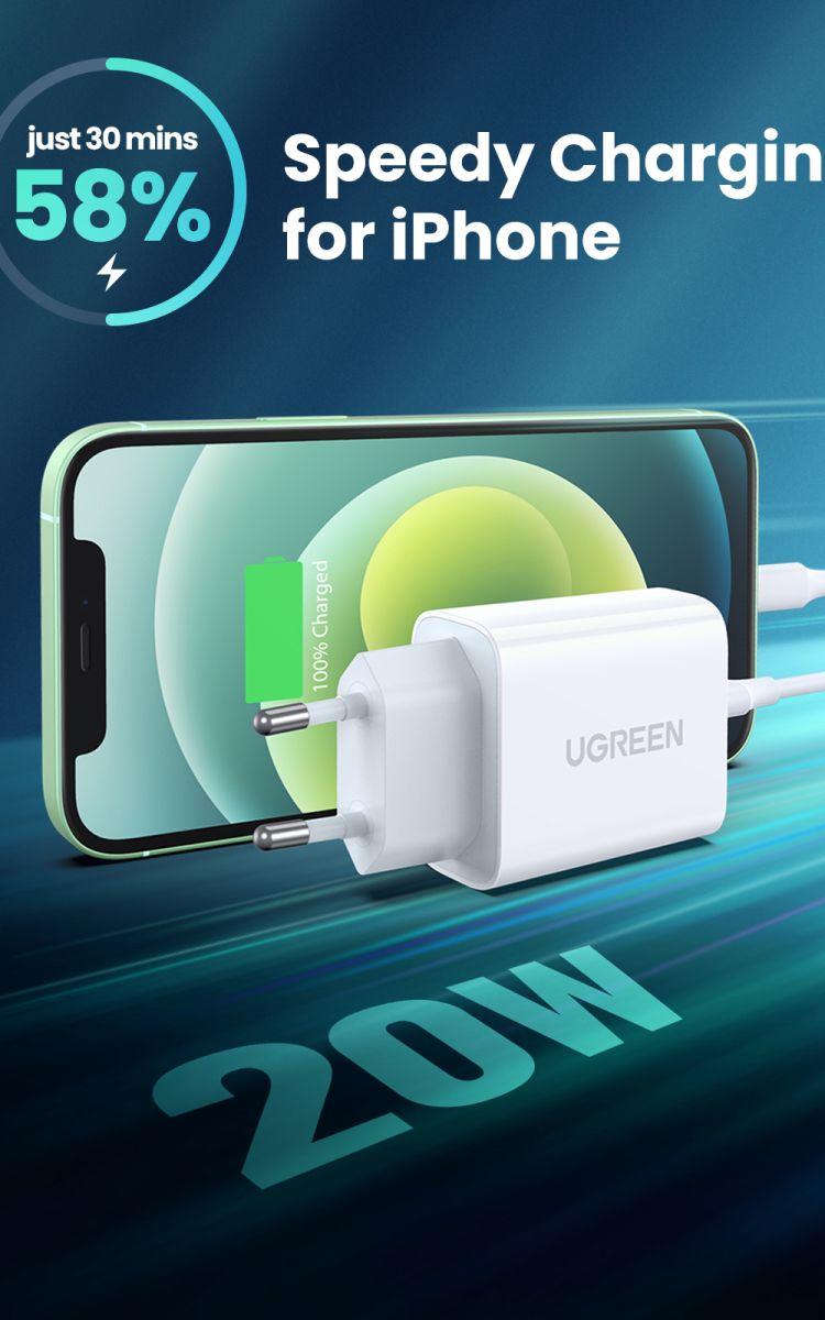 UGREEN Cargador PD USB-C 20W Blanco-1