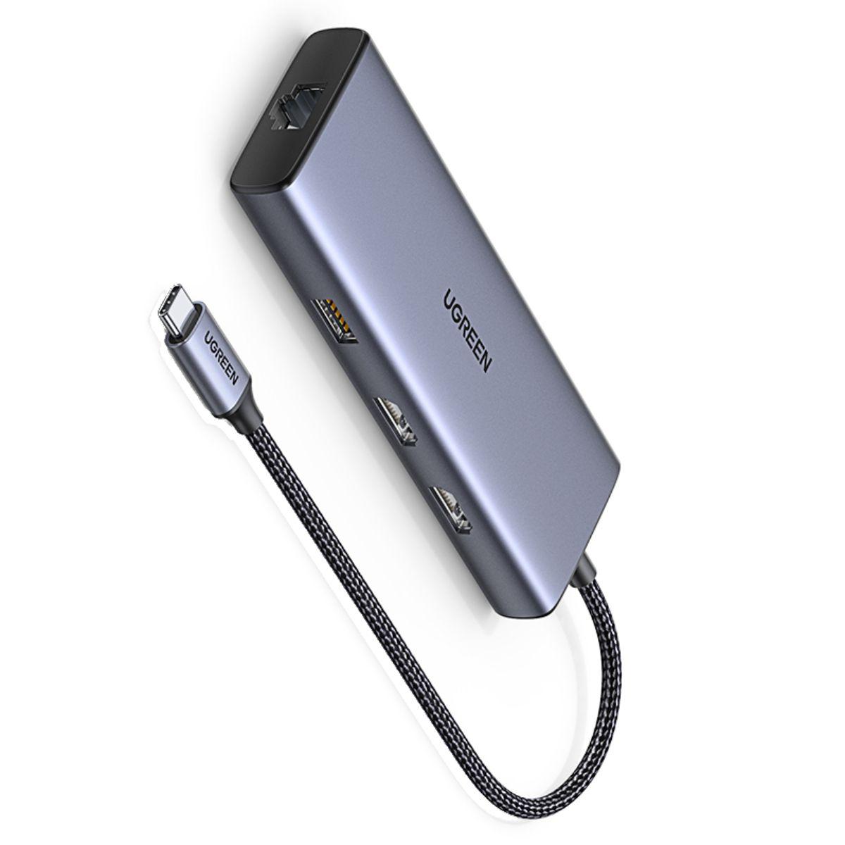 UGREEN Hub USB-C a 2 puertos USB 3.0 A + USB2.0 + 2 HDMI-2