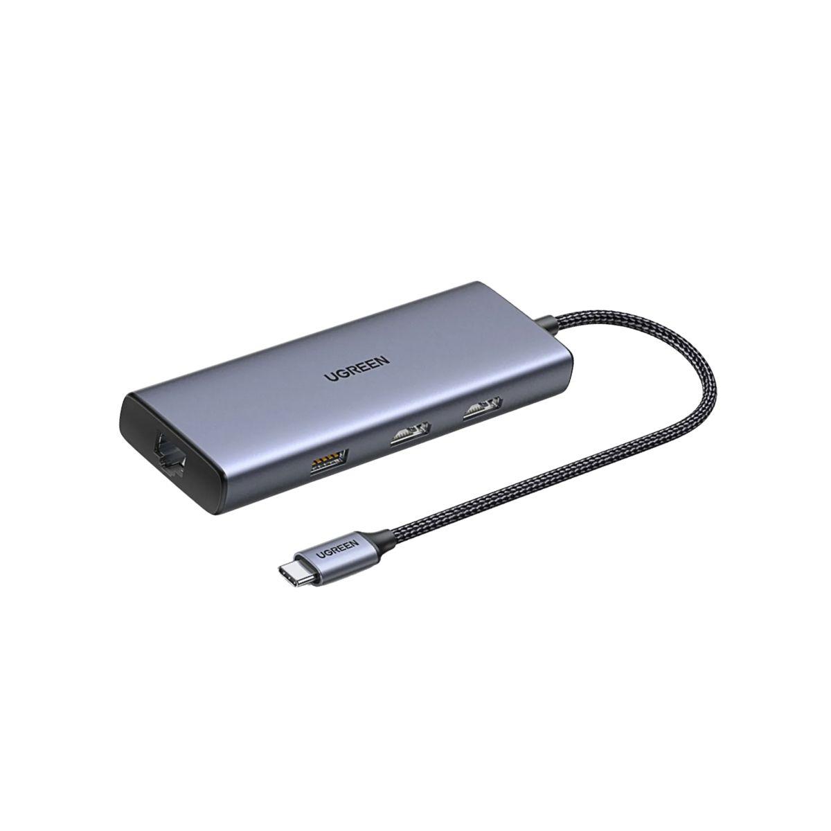 UGREEN Hub USB-C a 2 puertos USB 3.0 A + USB2.0 + 2 HDMI-4
