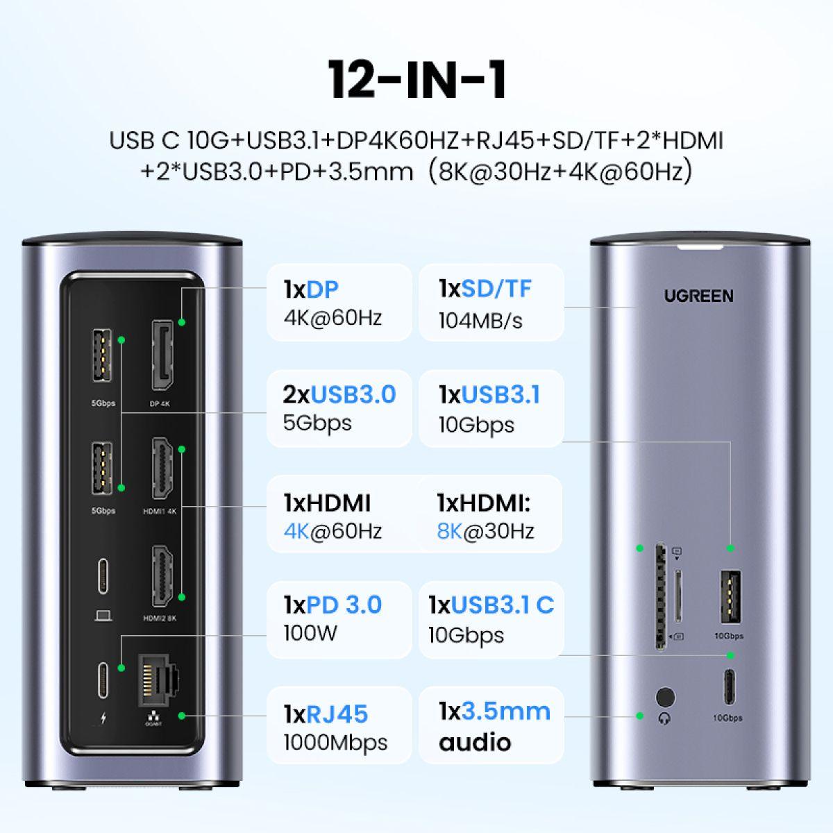 UGREEN Estación de acoplamiento multifunción Pro USB-C-6