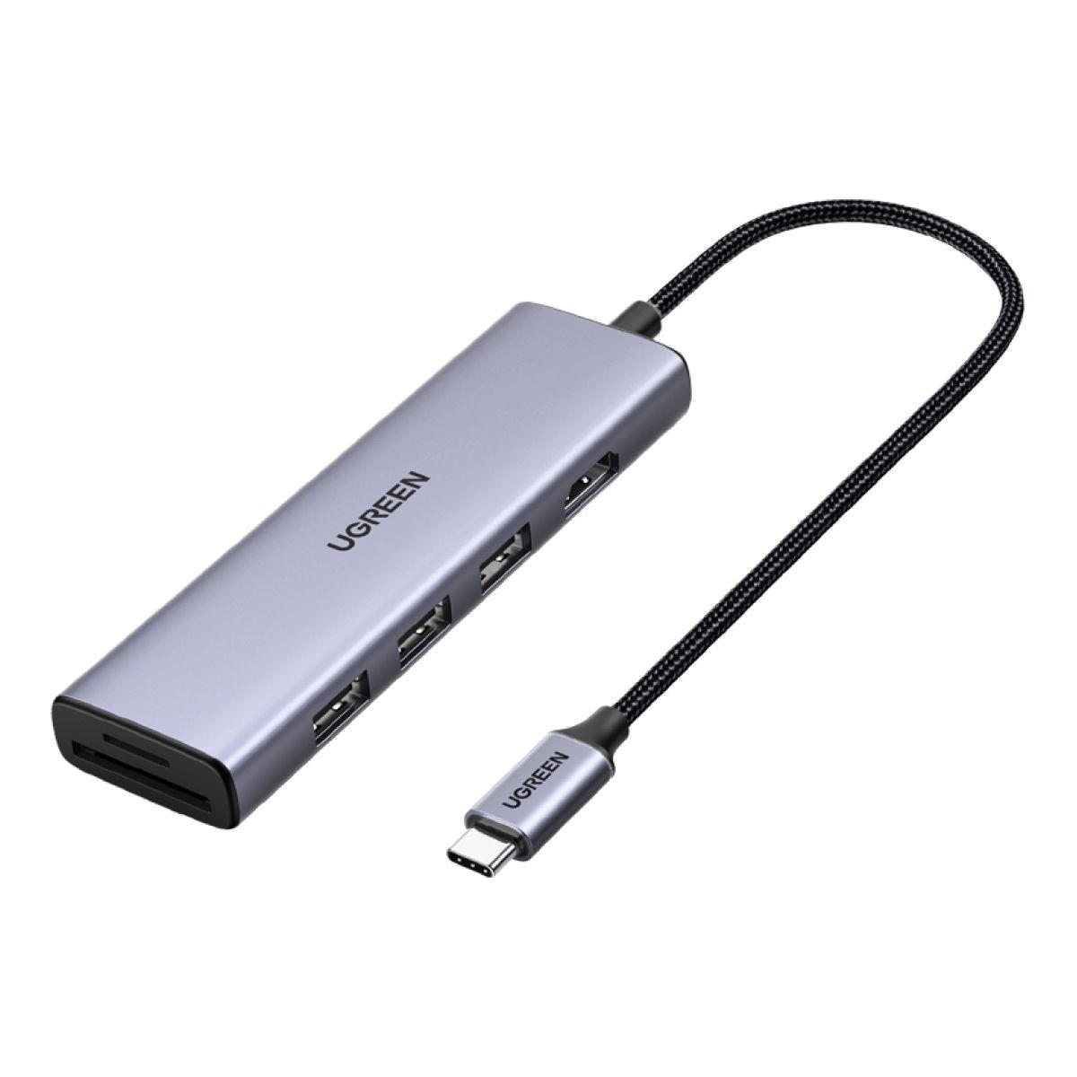 UGREEN Hub USB-C a 2 puertos USB 3.0 A+HDMI+Convertidor SD/TF+PD-0