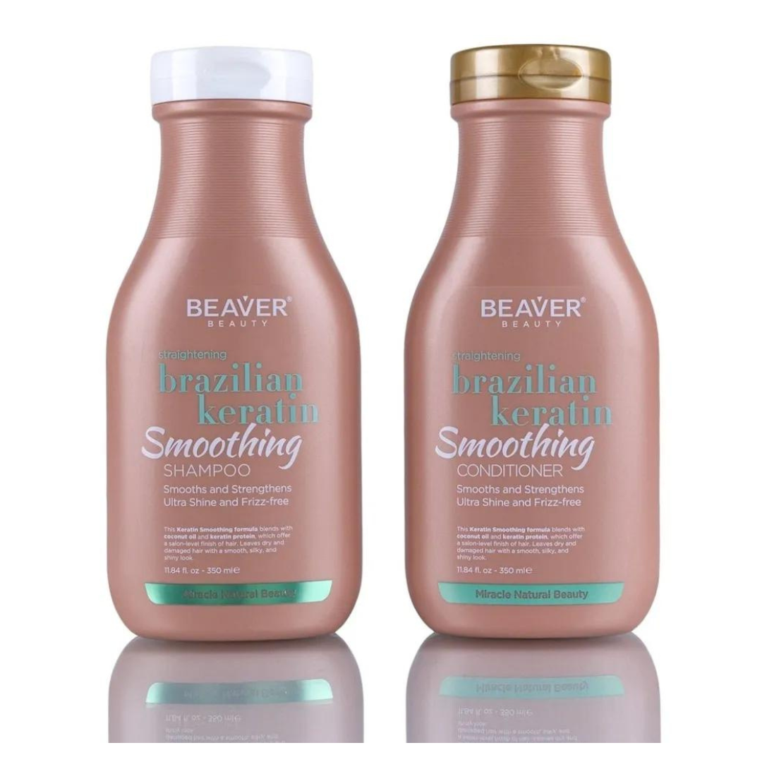 Kit Shampoo y Acondicionador Keratina Alisante 350ml Beaver-0