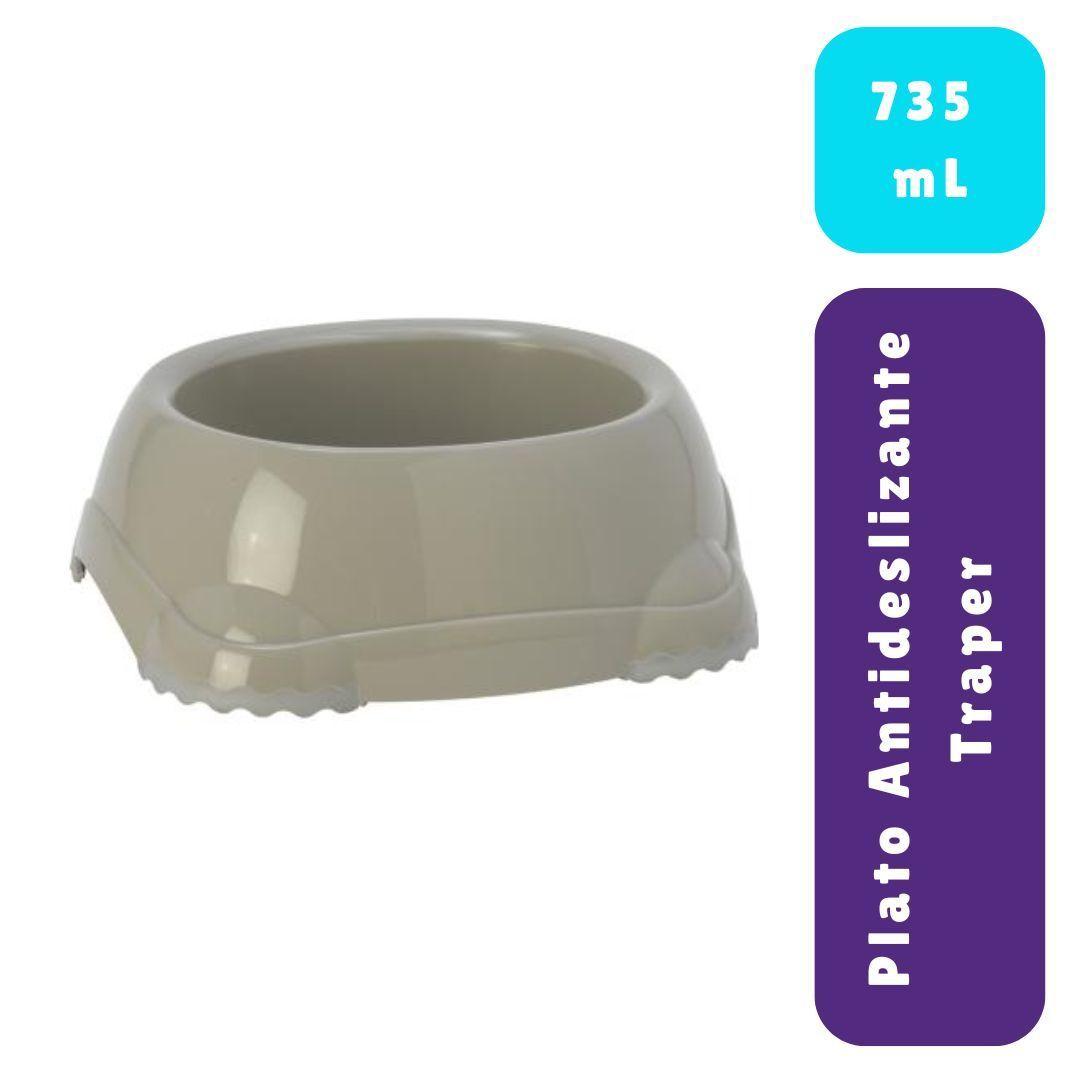 Plato Para Perro Antideslizante Gris 735ml traper-1