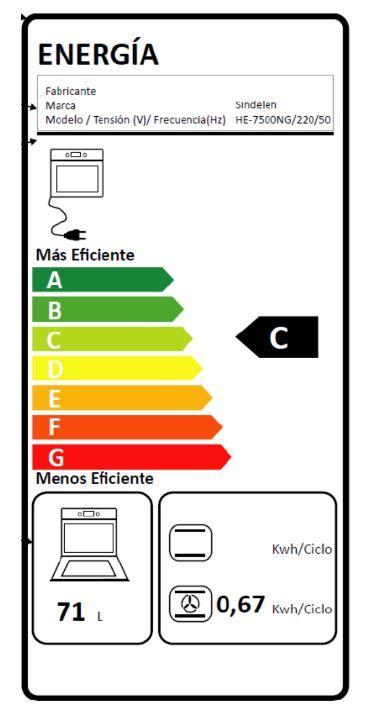 HORNO EMPOTRABLE SINDELEN 73LTS HE-7500NG-5
