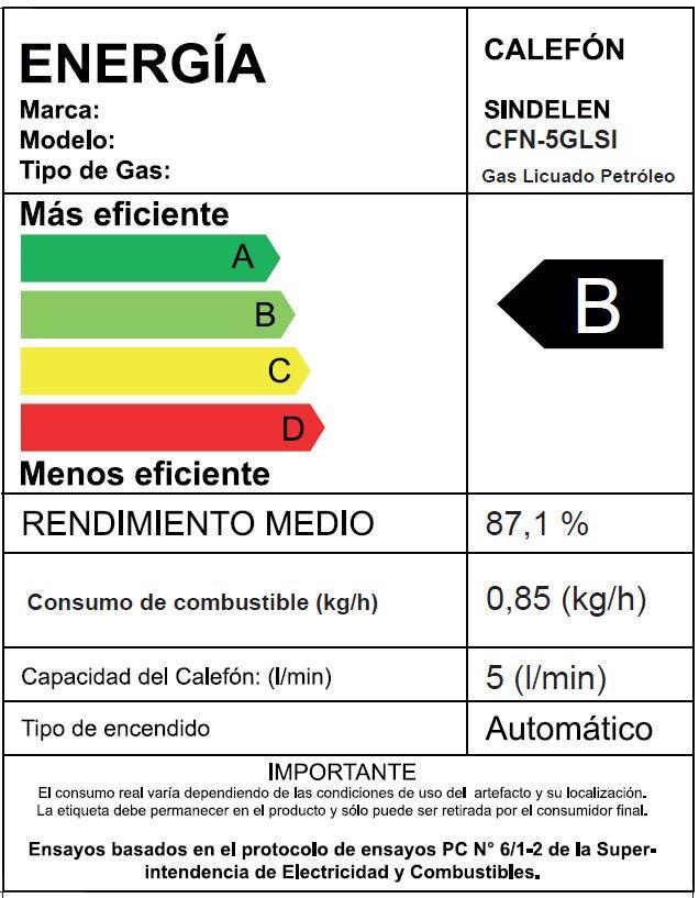 Calefont 5 Litros Gas Licuado Tiro Natural CFN-5GLSI-2