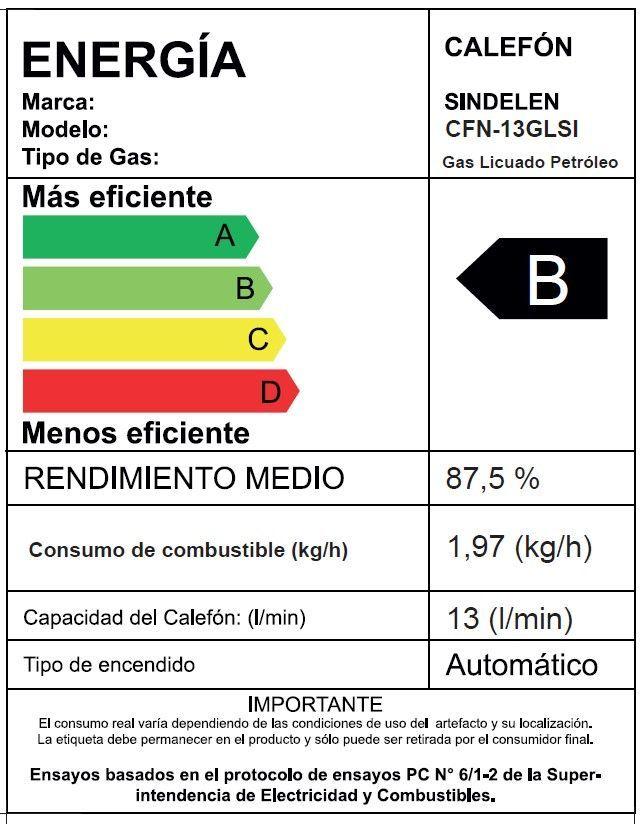 Calefont 13 Litros Gas Licuado Tiro Natural CFN-13GLSI-2