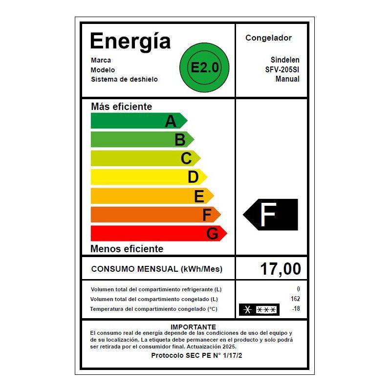 CONGELADOR VERTICAL SINDELEN SFV-205SI-3