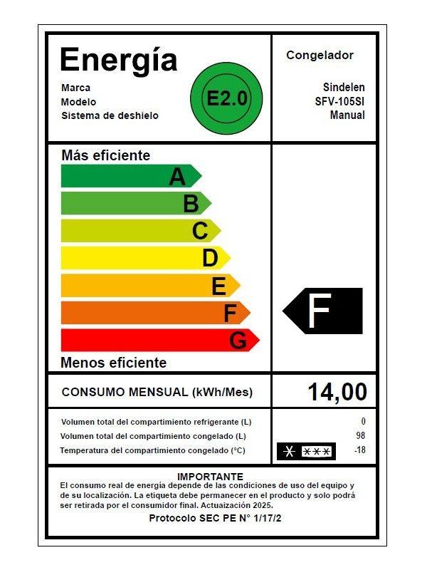 CONGELADOR VERTICAL SINDELEN 98LTS SFV-105SI-3