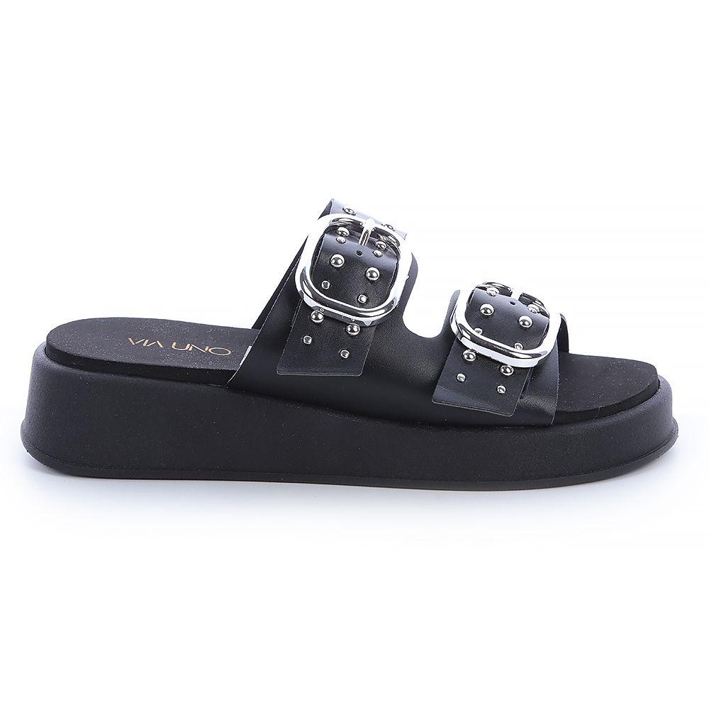 Sandalia Mujer Negro Via Uno 22541601-0