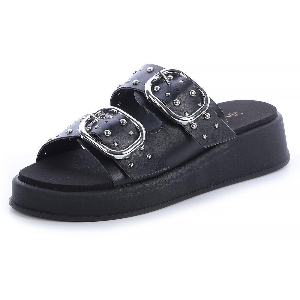 Sandalia Mujer Negro Via Uno 22541601-3