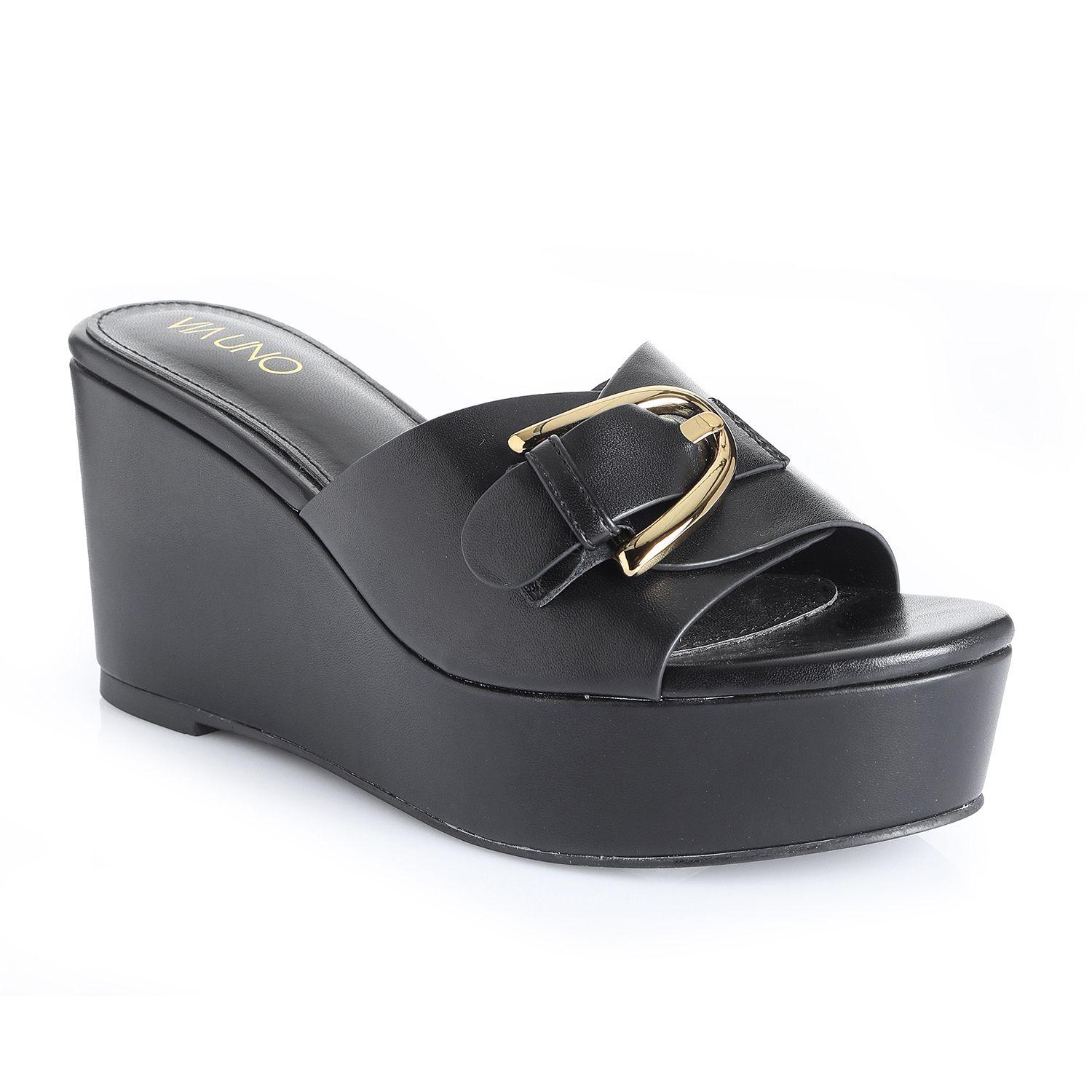 Sandalia Mujer Negro Via Uno 22543604-3