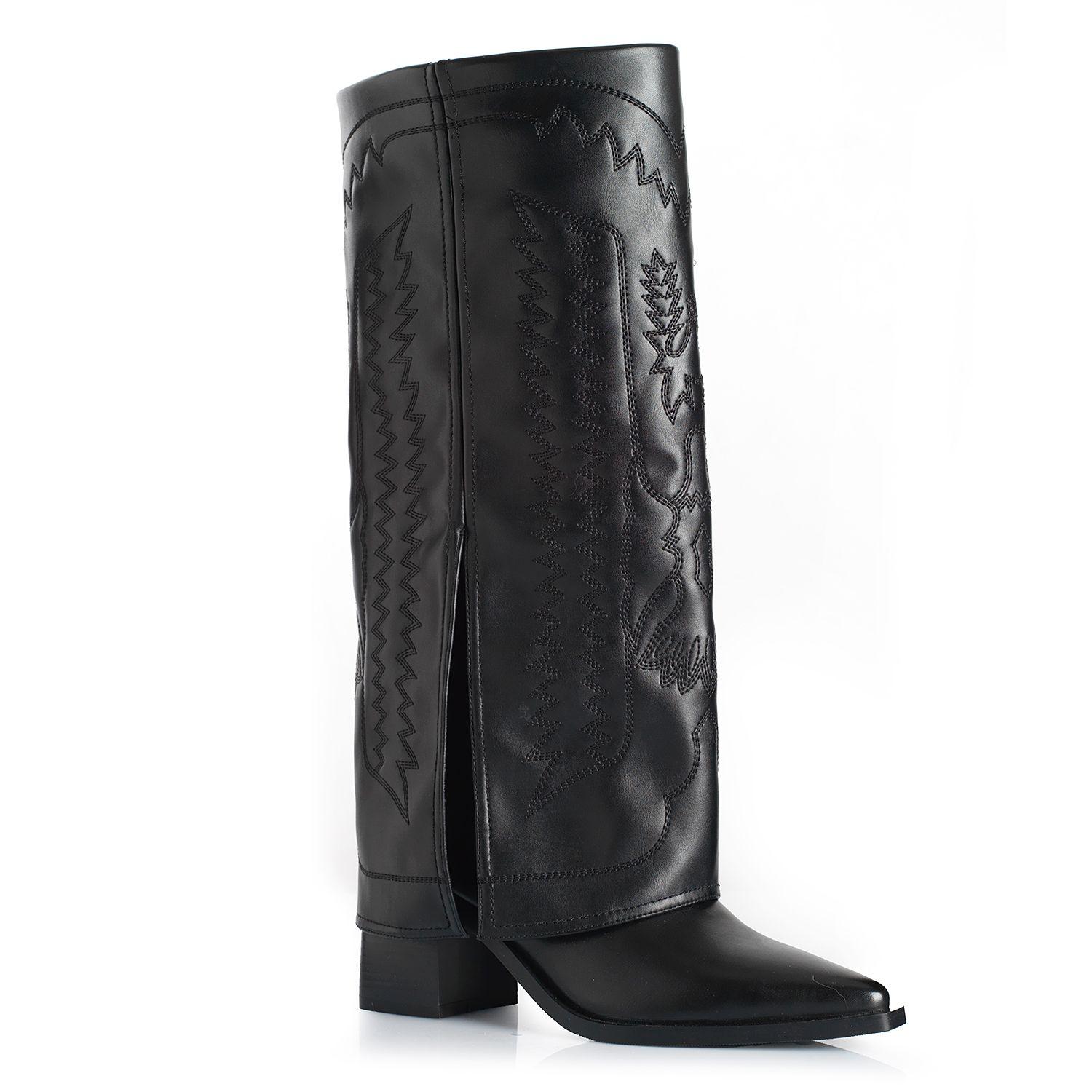 Bota Mujer Via Uno WestWinter Gold Negro-3