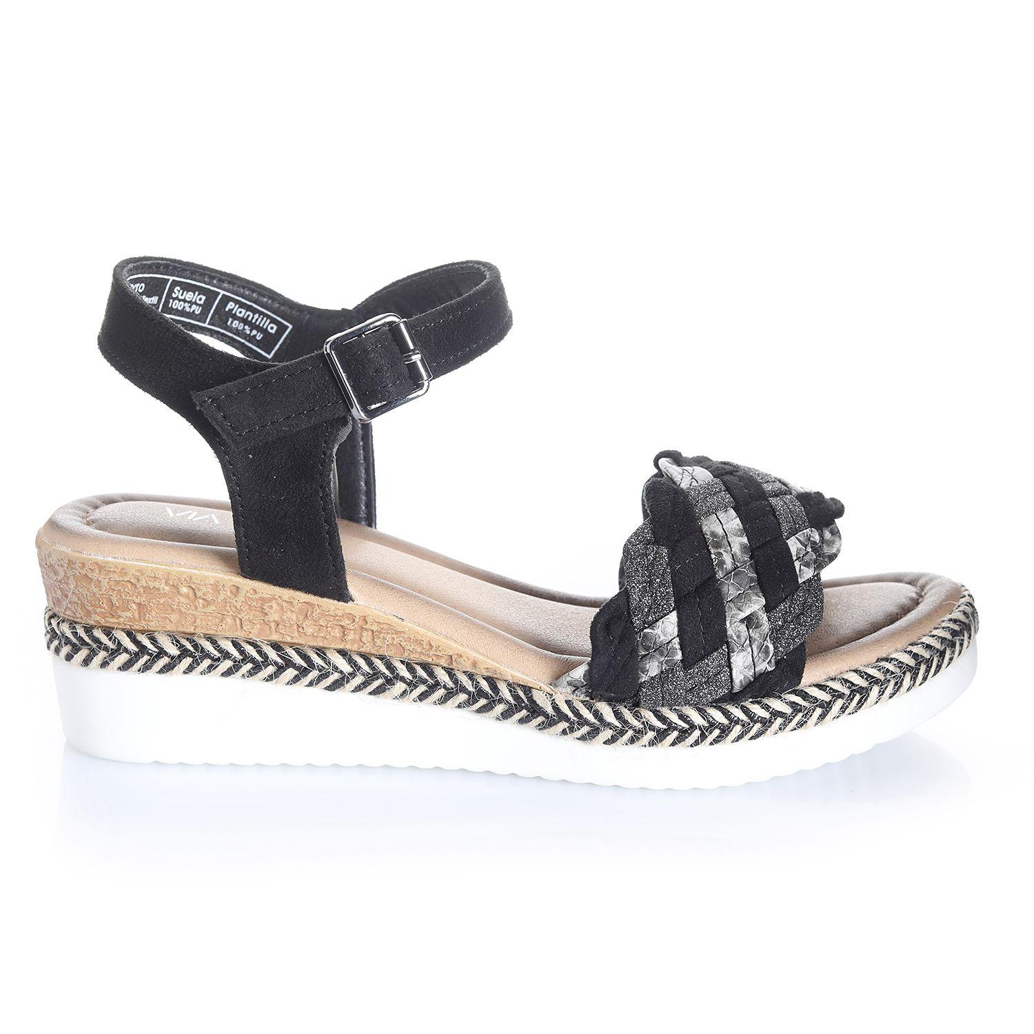 Sandalia Mujer Via Uno Negro 22642613-0