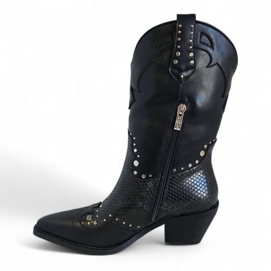 Bota Mujer Via Uno WestWinter Montana Negro/Negro-4