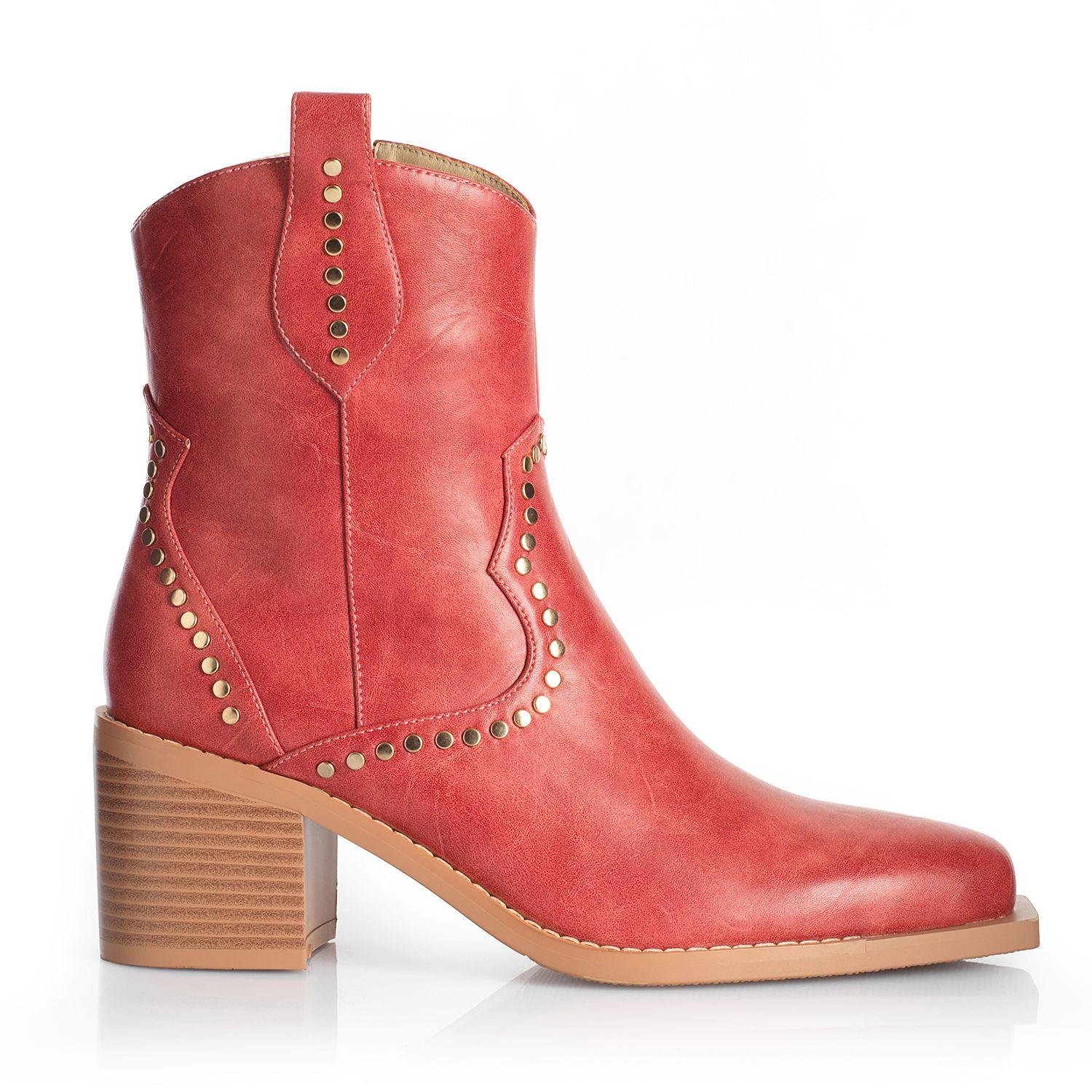 Botin Mujer Via Uno WestWinter Bronco Rojo-0