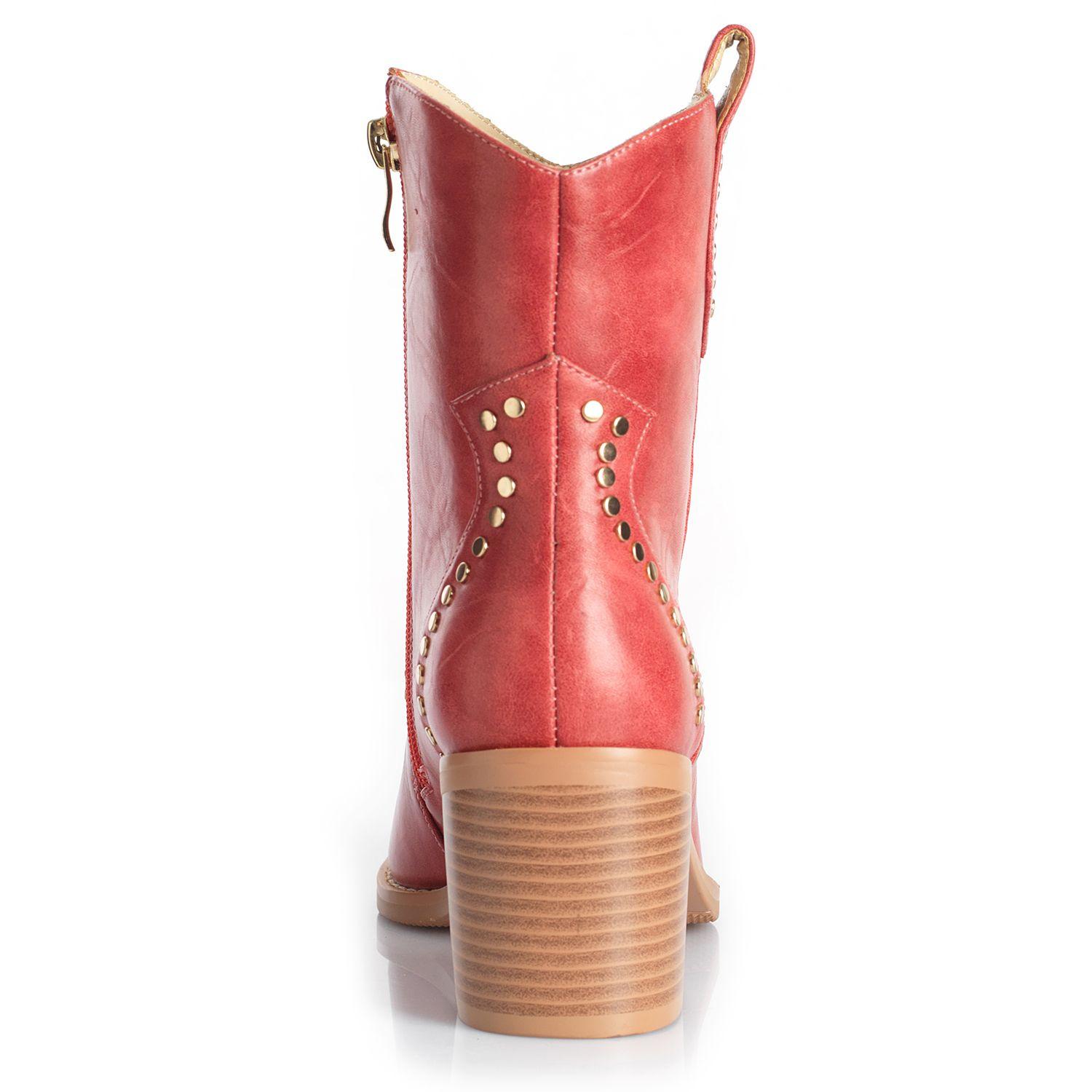 Botin Mujer Via Uno WestWinter Bronco Rojo-1
