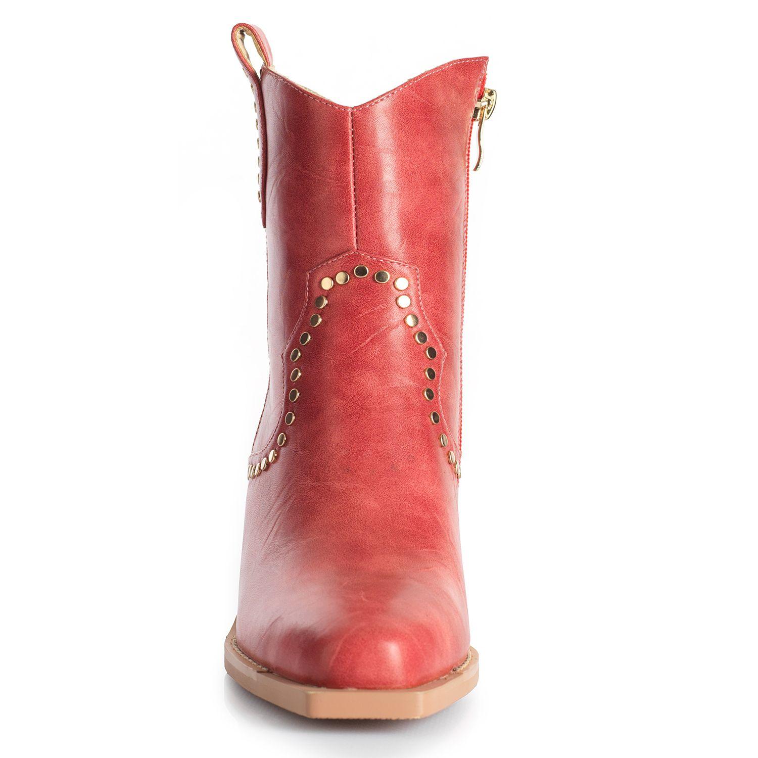 Botin Mujer Via Uno WestWinter Bronco Rojo-2