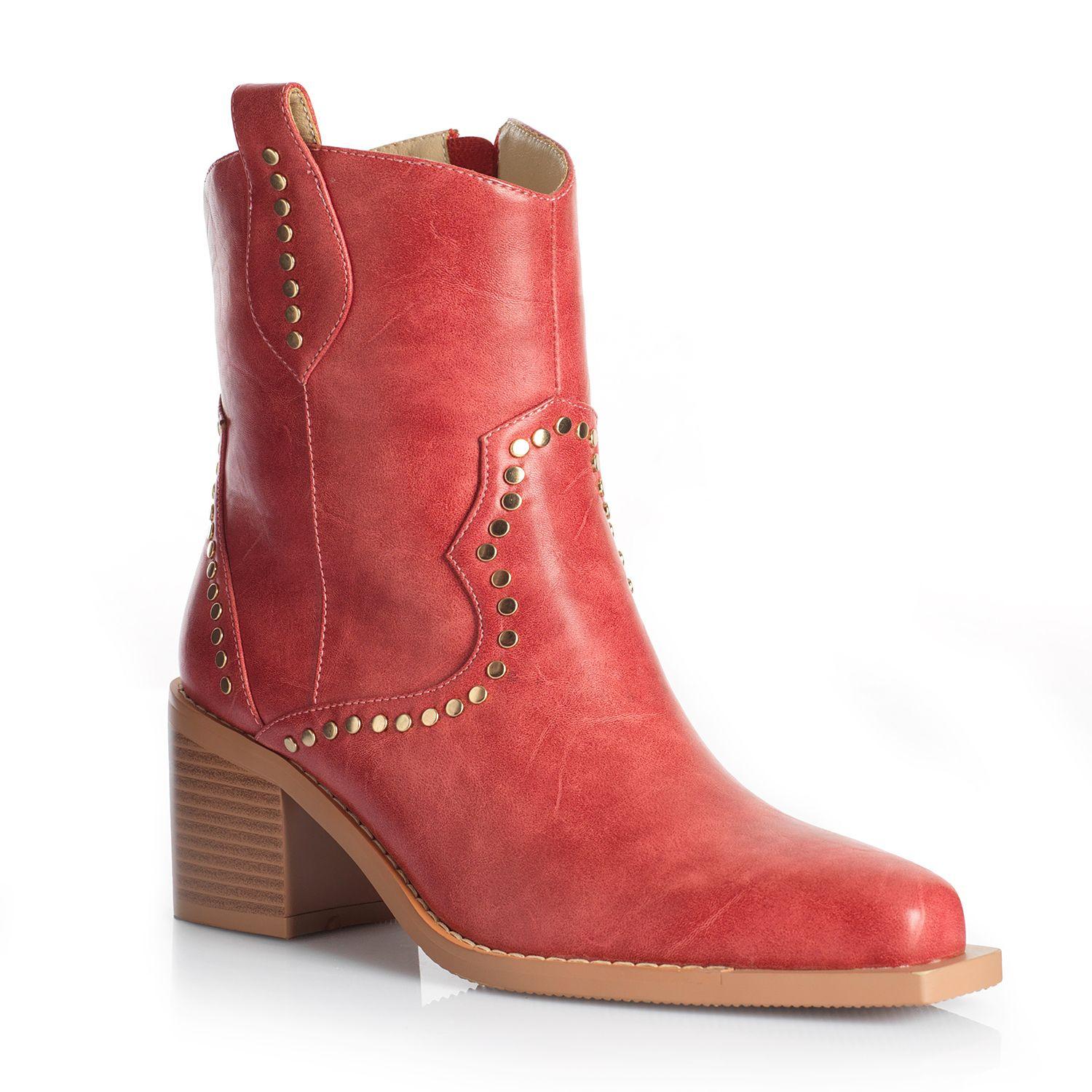 Botin Mujer Via Uno WestWinter Bronco Rojo-3