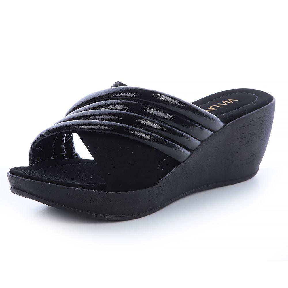 Sandalia Mujer Negro Via Uno 22542604-3