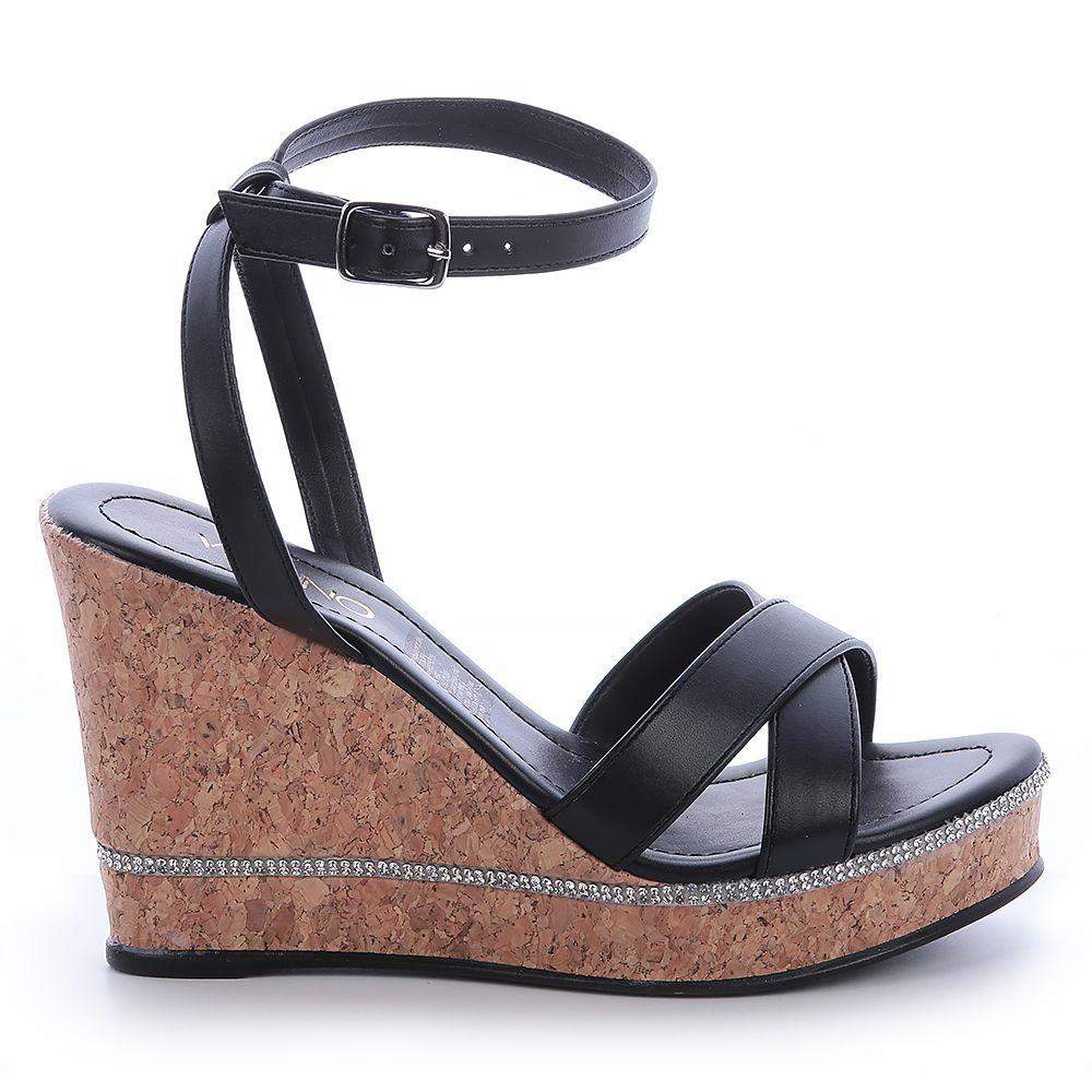 Sandalia Mujer Negro Via Uno 22543601-0