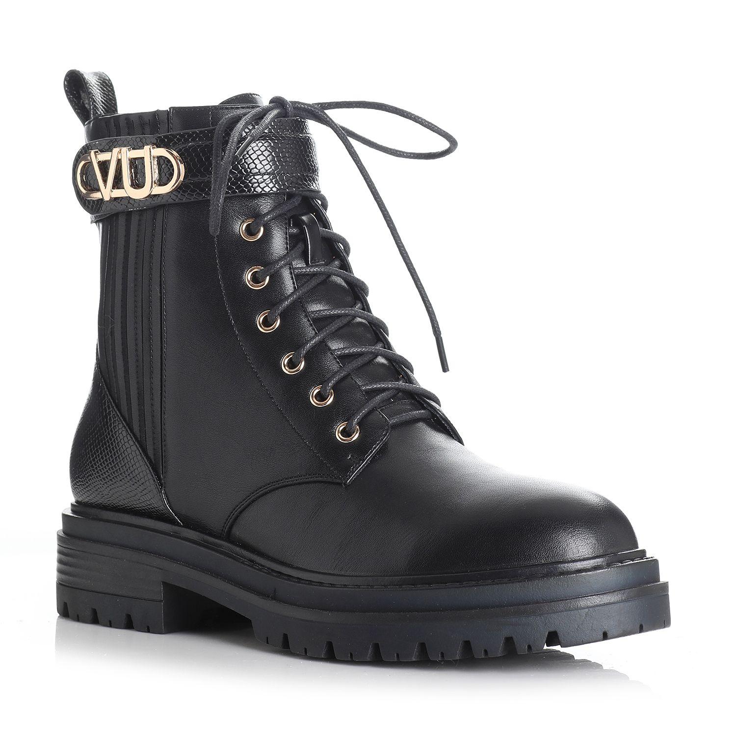 Botin Mujer Negro/Dorado Via Uno 12431422-3