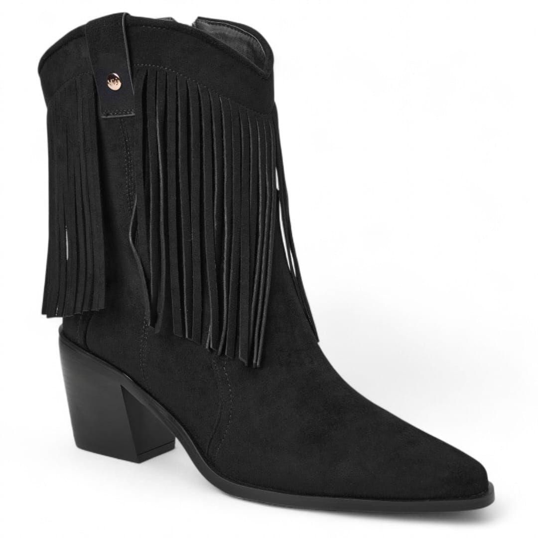 Botin Mujer Via Uno WestWinter Mustang Negro-3