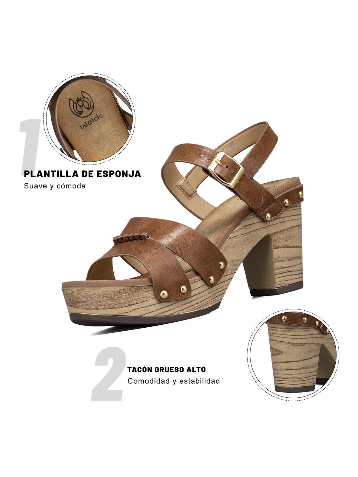 Sandalia Casual Taco Grueso Vintage Mujer Weide JS81-6