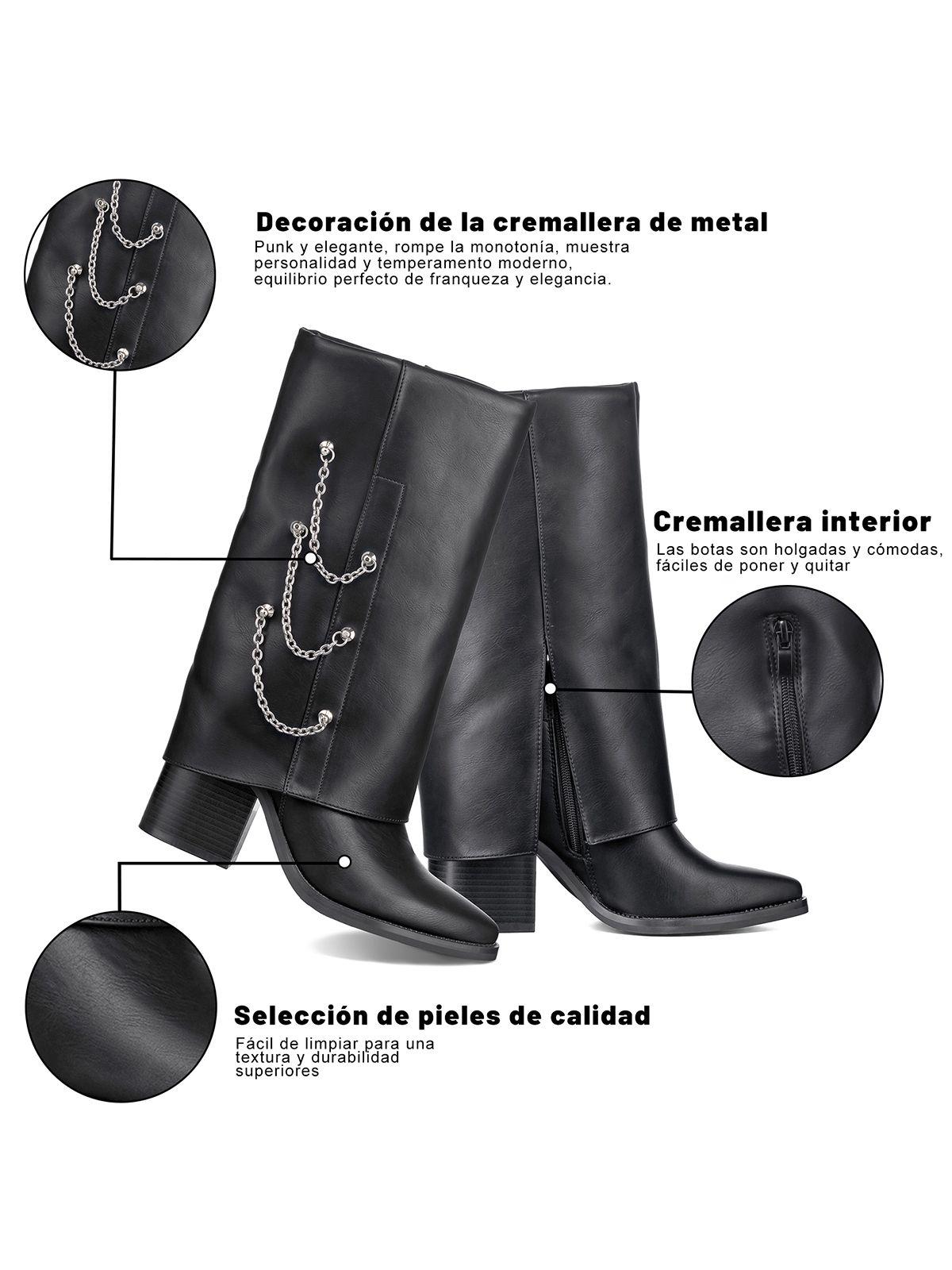 Botas Largas Mujer Eco Cuero Tacon Grueso De Moda Weide DH82-6