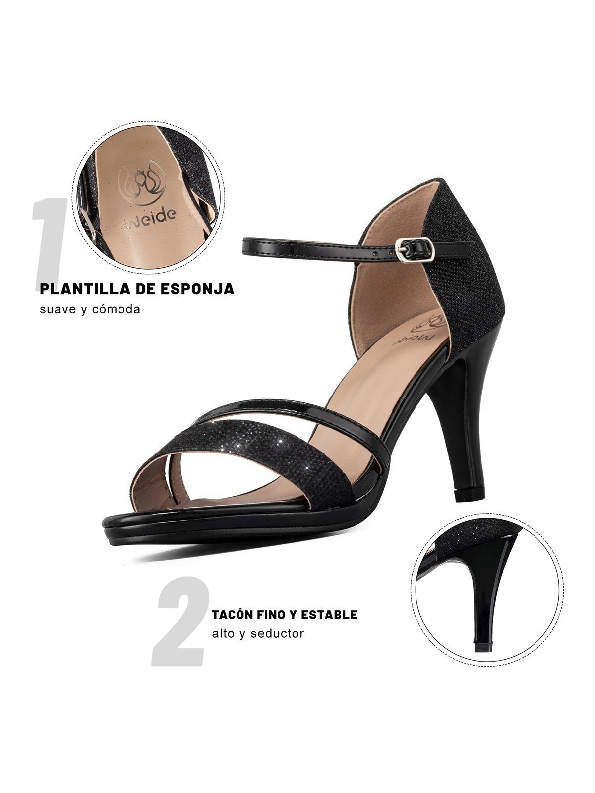 Sandalia Taco Negro Fiesta QIU285 Weide-6