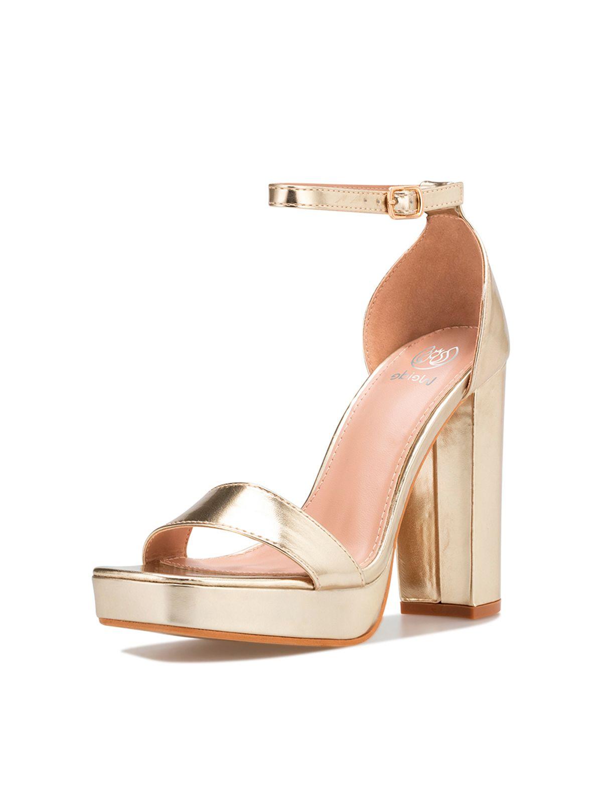 Sandalia Taco Fiesta Dorada Mujer Weide YOU189-0