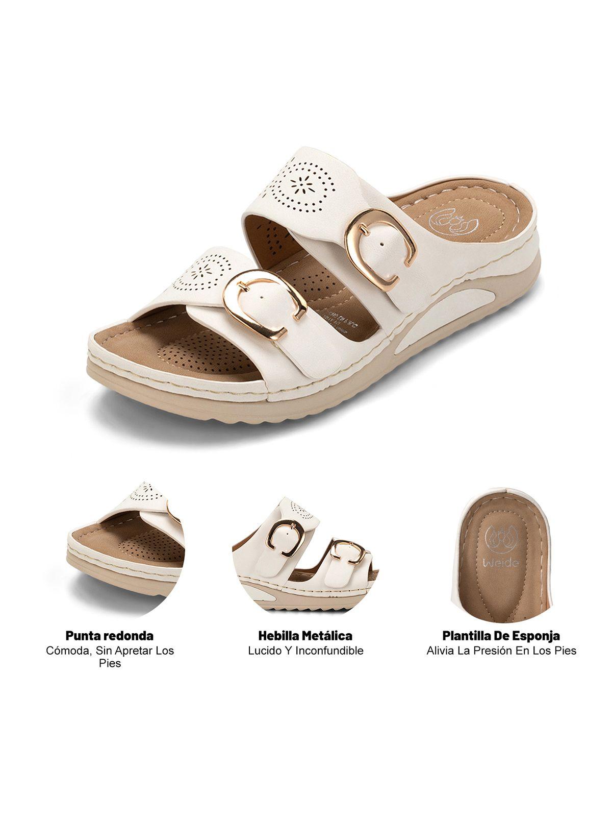 Sandalia Plana Blanco Casual JN31 Weide-5