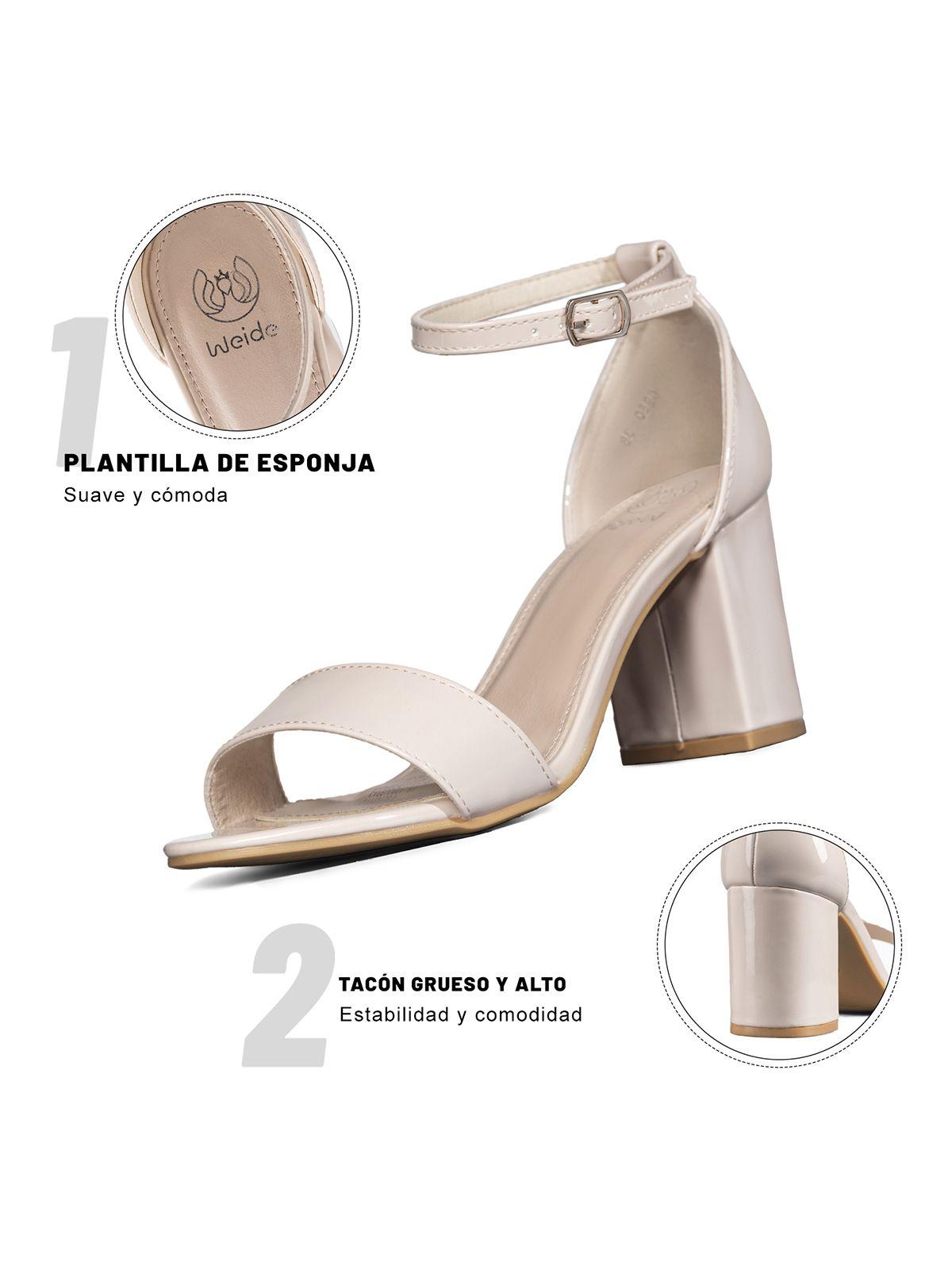 Sandalia Casual Taco Alto Beige Mujer Weide GH80-6