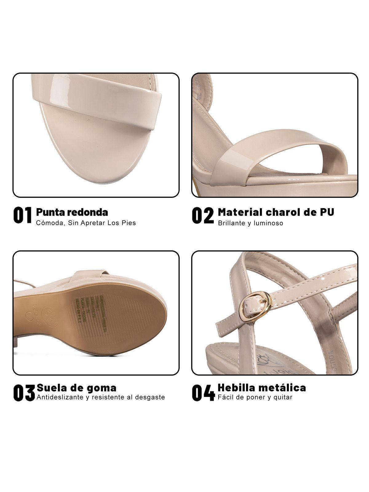 Sandalia Casual Taco Alto Simil Charol Mujer Weide YOU537-5