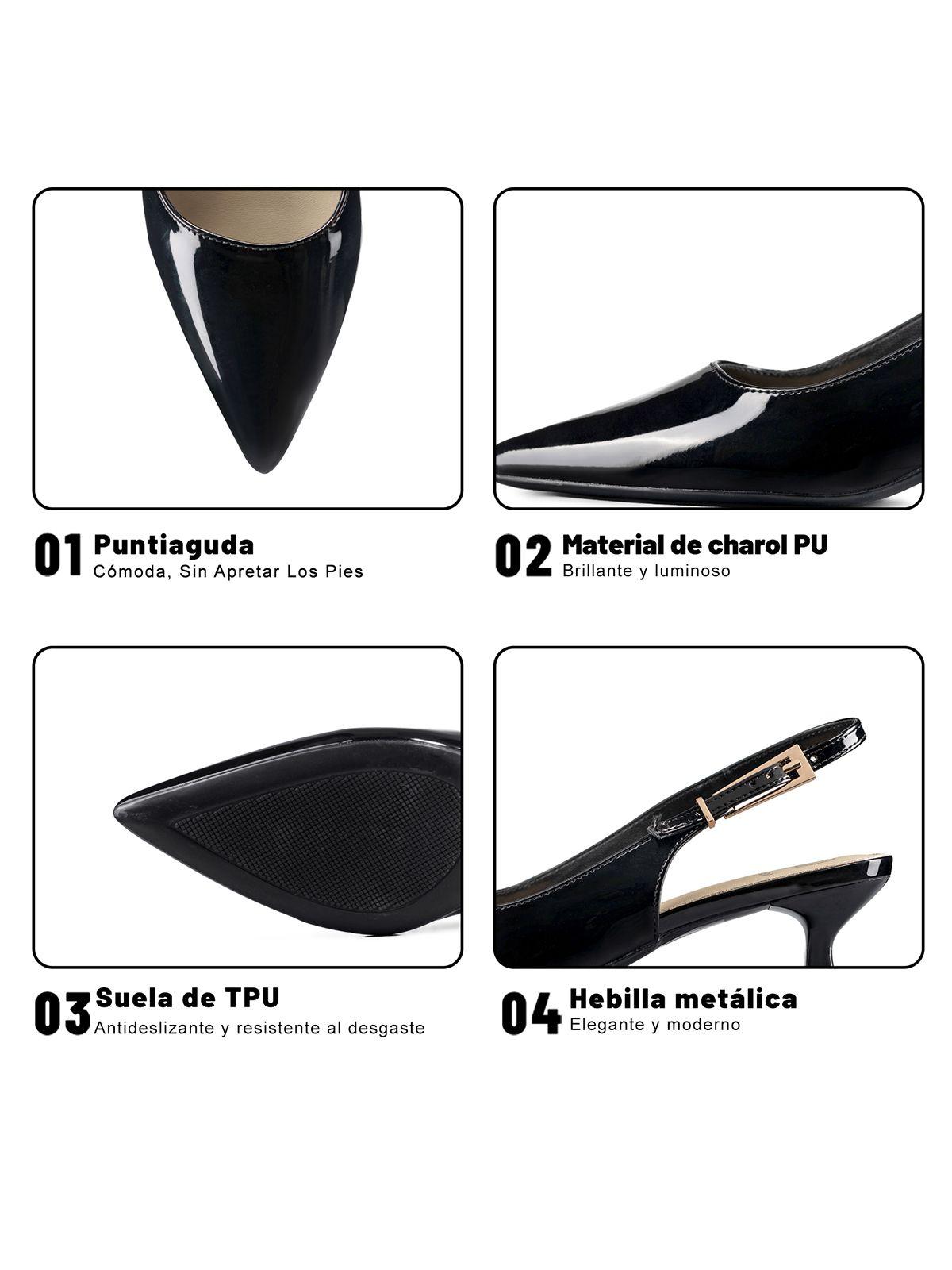 Zapato Taco Talón Abierto Simil Charol Mujer Weide GHE37-8