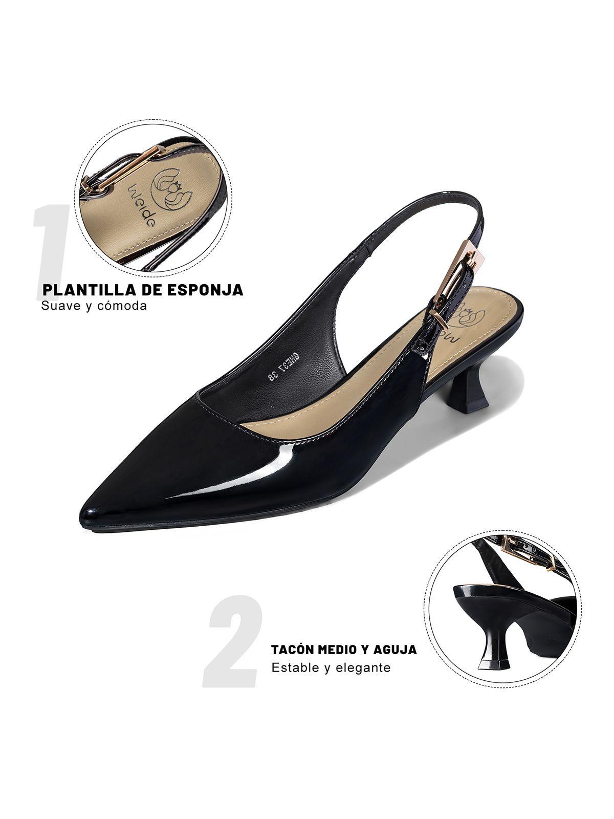 Zapato Taco Talón Abierto Simil Charol Mujer Weide GHE37-9