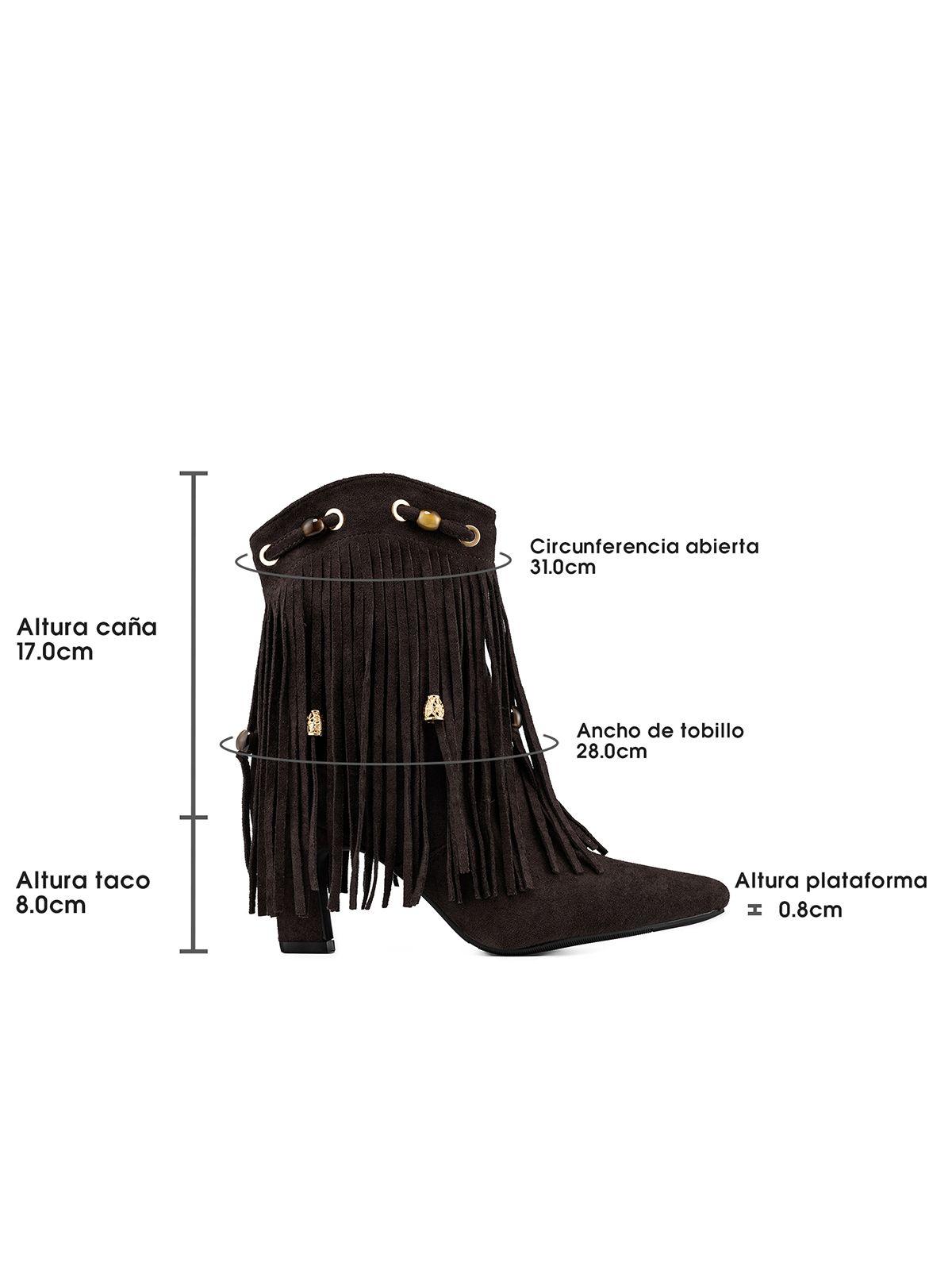 Bota Taco Mujer Casual Estilo Vaquero Flecos Weide DH90-6