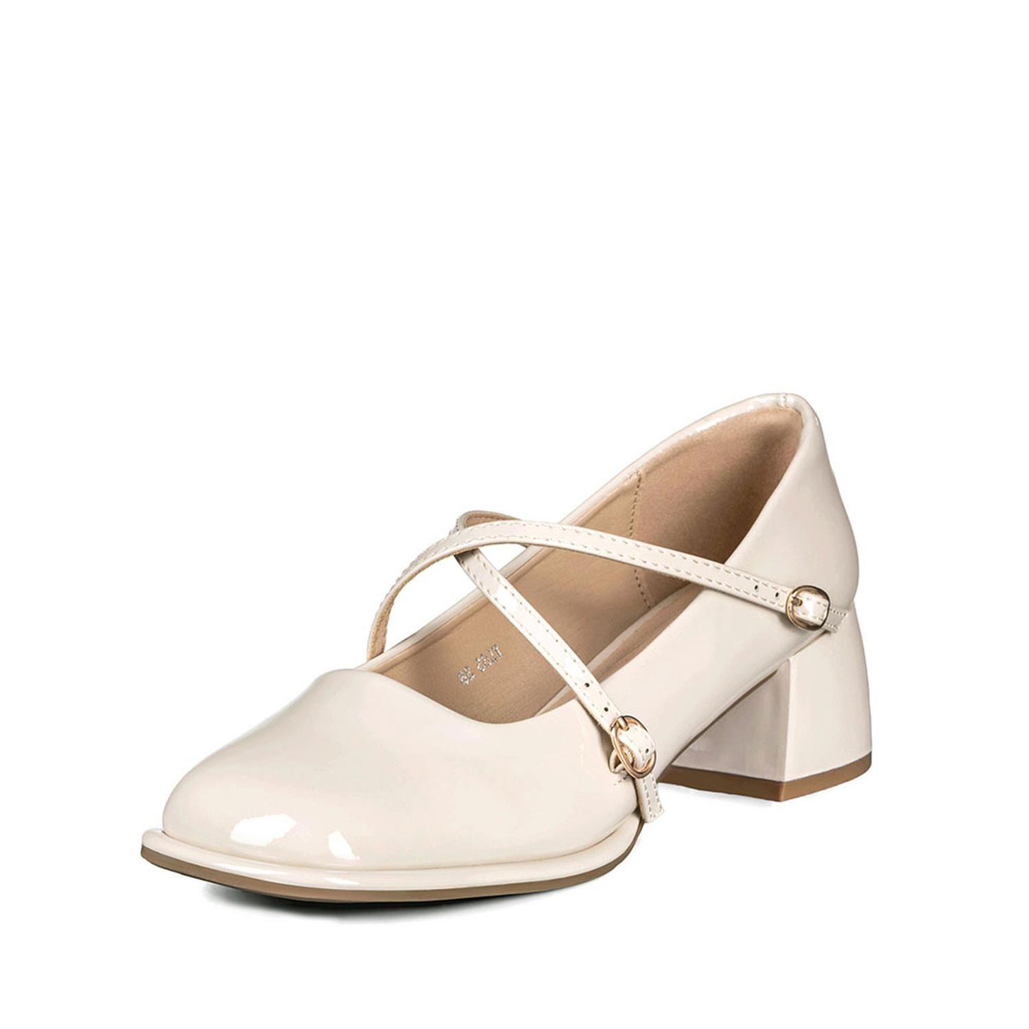 Zapato Mary Jane Beige Charol Elegante Mujer Weide YL65-0