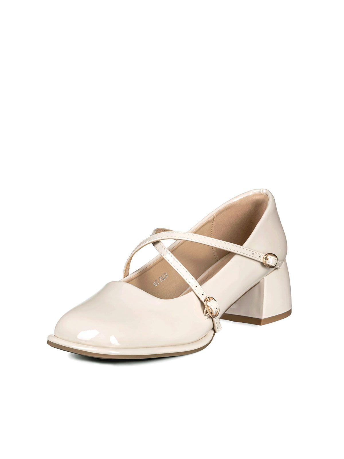 Zapato Mary Jane Beige Charol Elegante Mujer Weide YL65-0