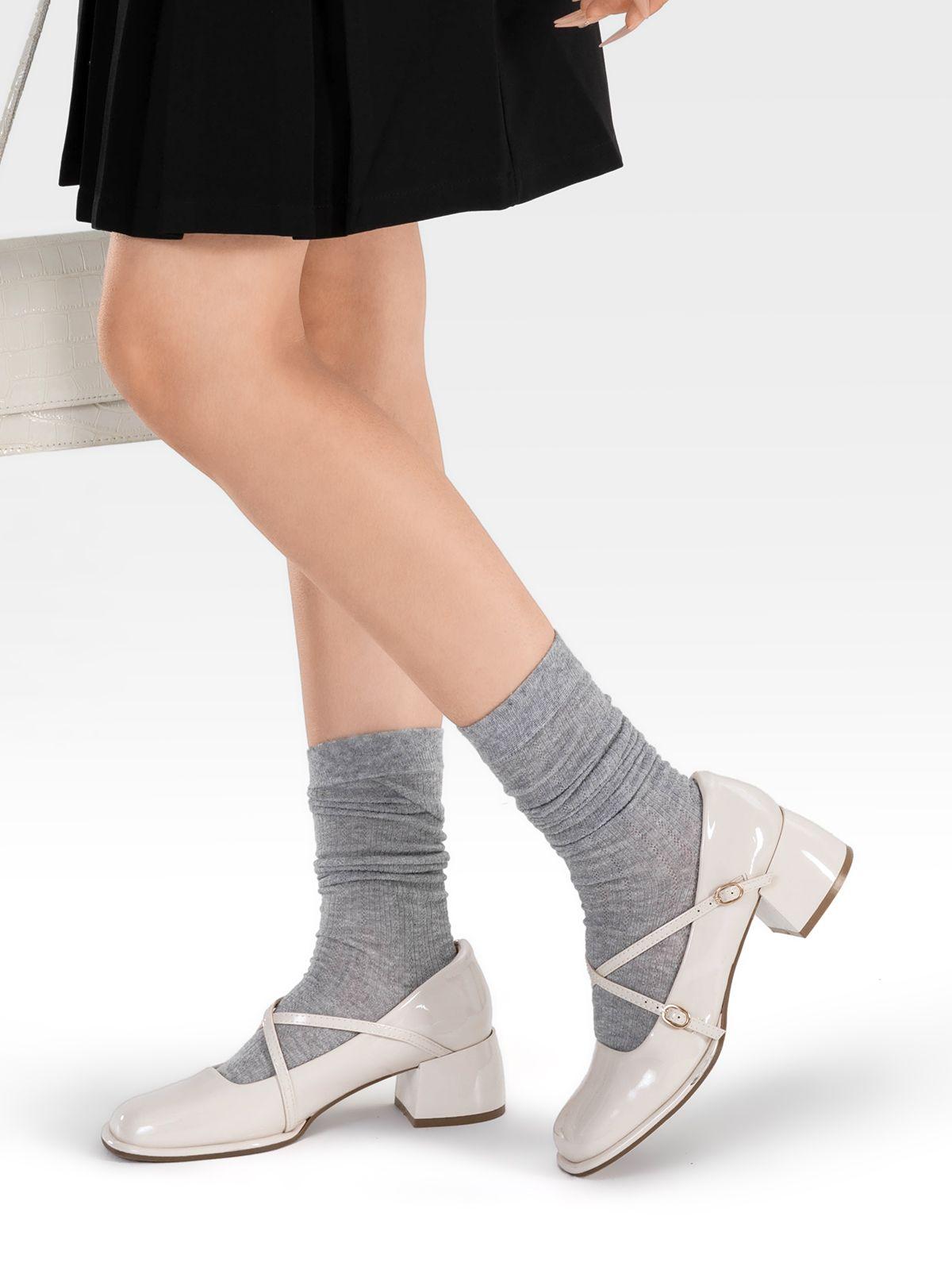 Zapato Mary Jane Beige Charol Elegante Mujer Weide YL65-2