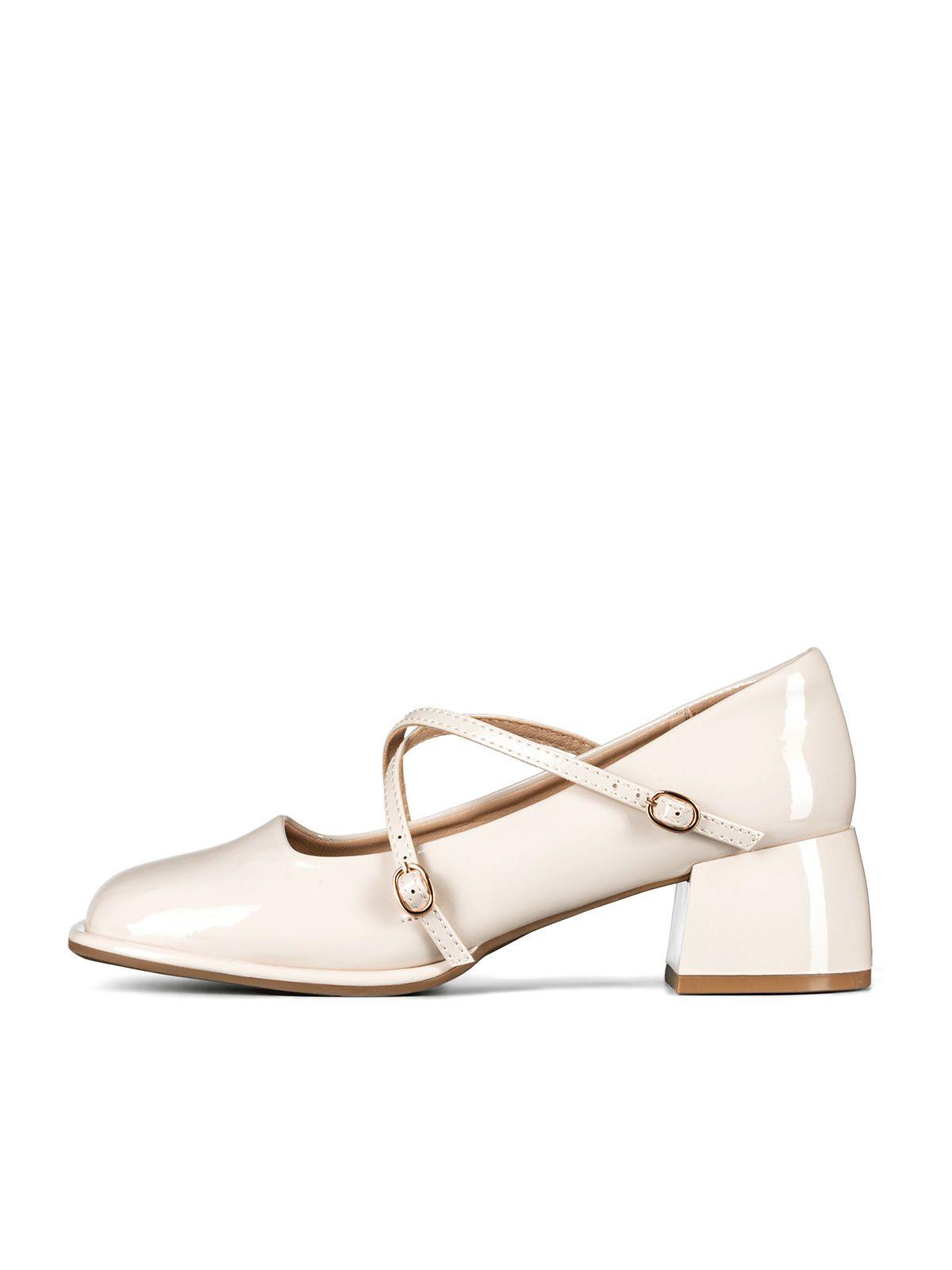 Zapato Mary Jane Beige Charol Elegante Mujer Weide YL65-3