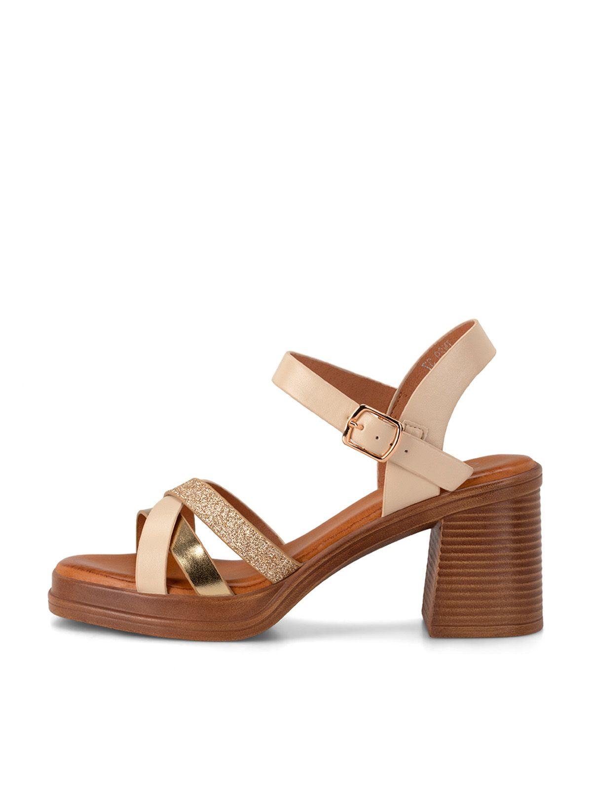 Sandalia Taco Beige Casual JN29 Weide-1