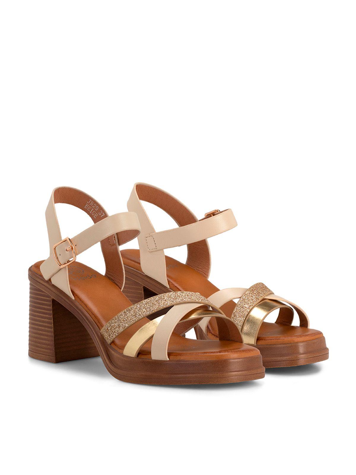 Sandalia Taco Beige Casual JN29 Weide-2