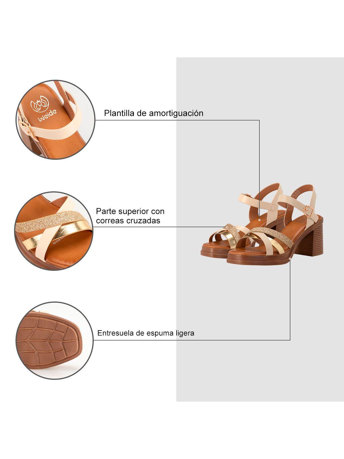 Sandalia Taco Beige Casual JN29 Weide-5