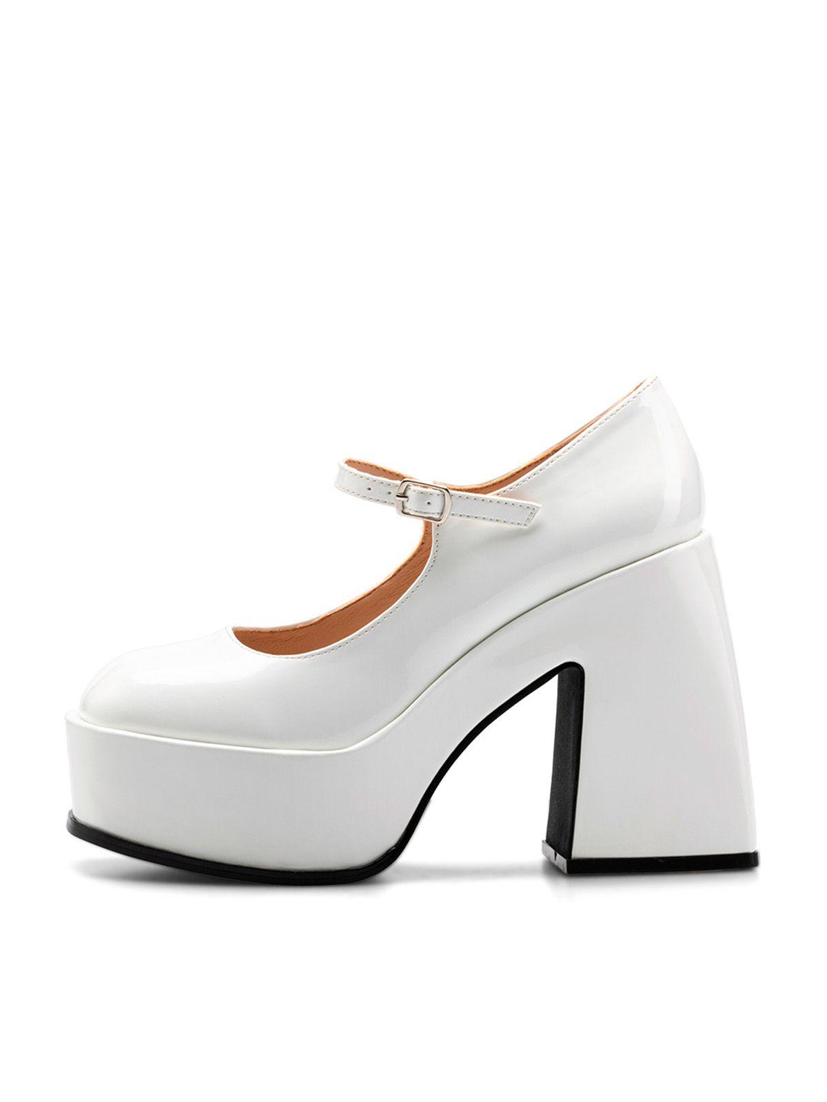 Zapato Taco Alto Blanco Casual YL51 Weide-1