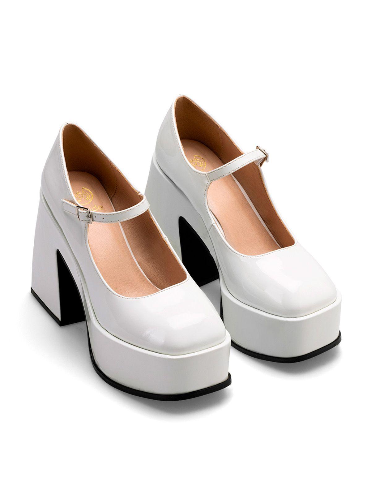 Zapato Taco Alto Blanco Casual YL51 Weide-2