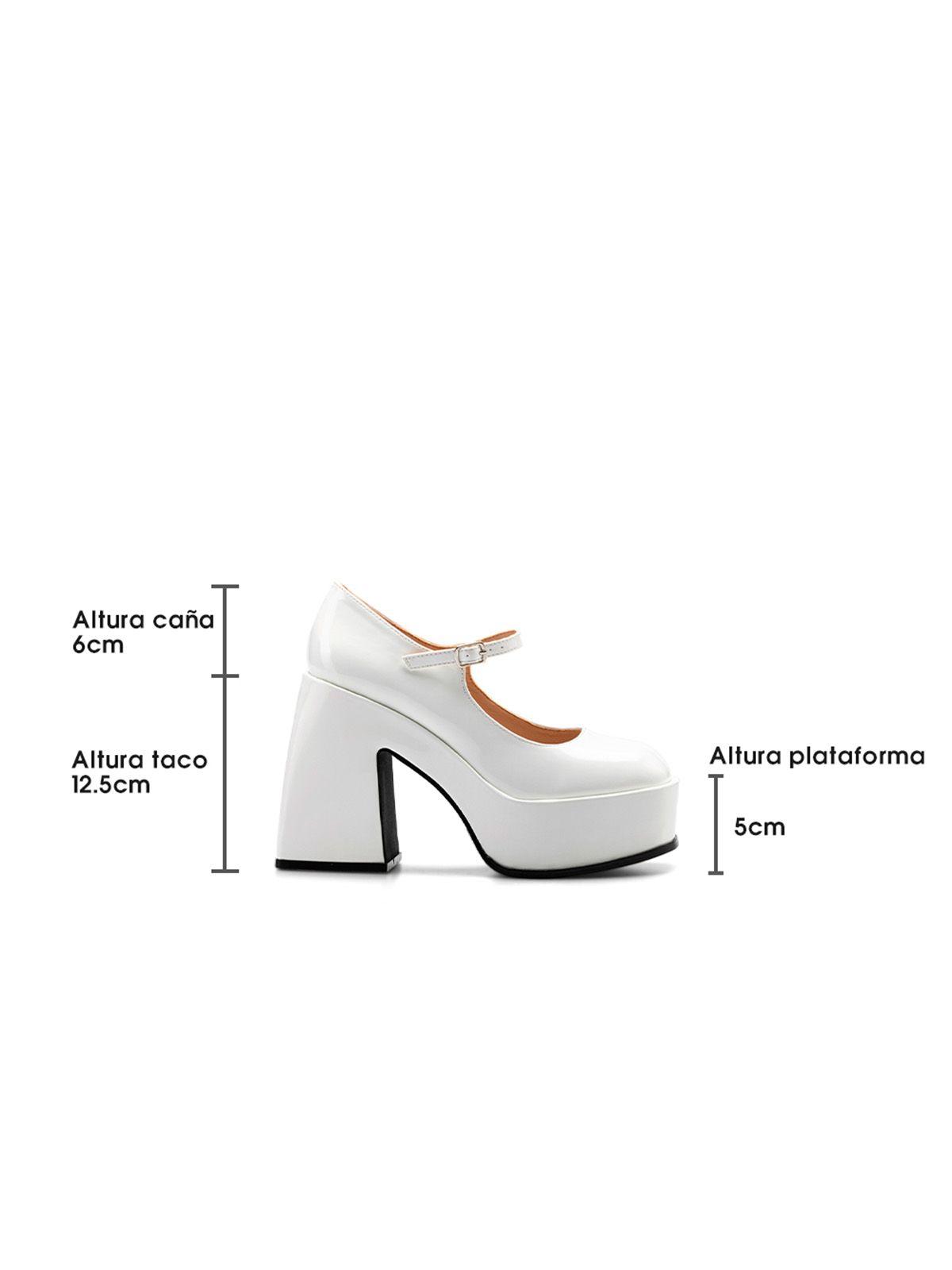 Zapato Taco Alto Blanco Casual YL51 Weide-4